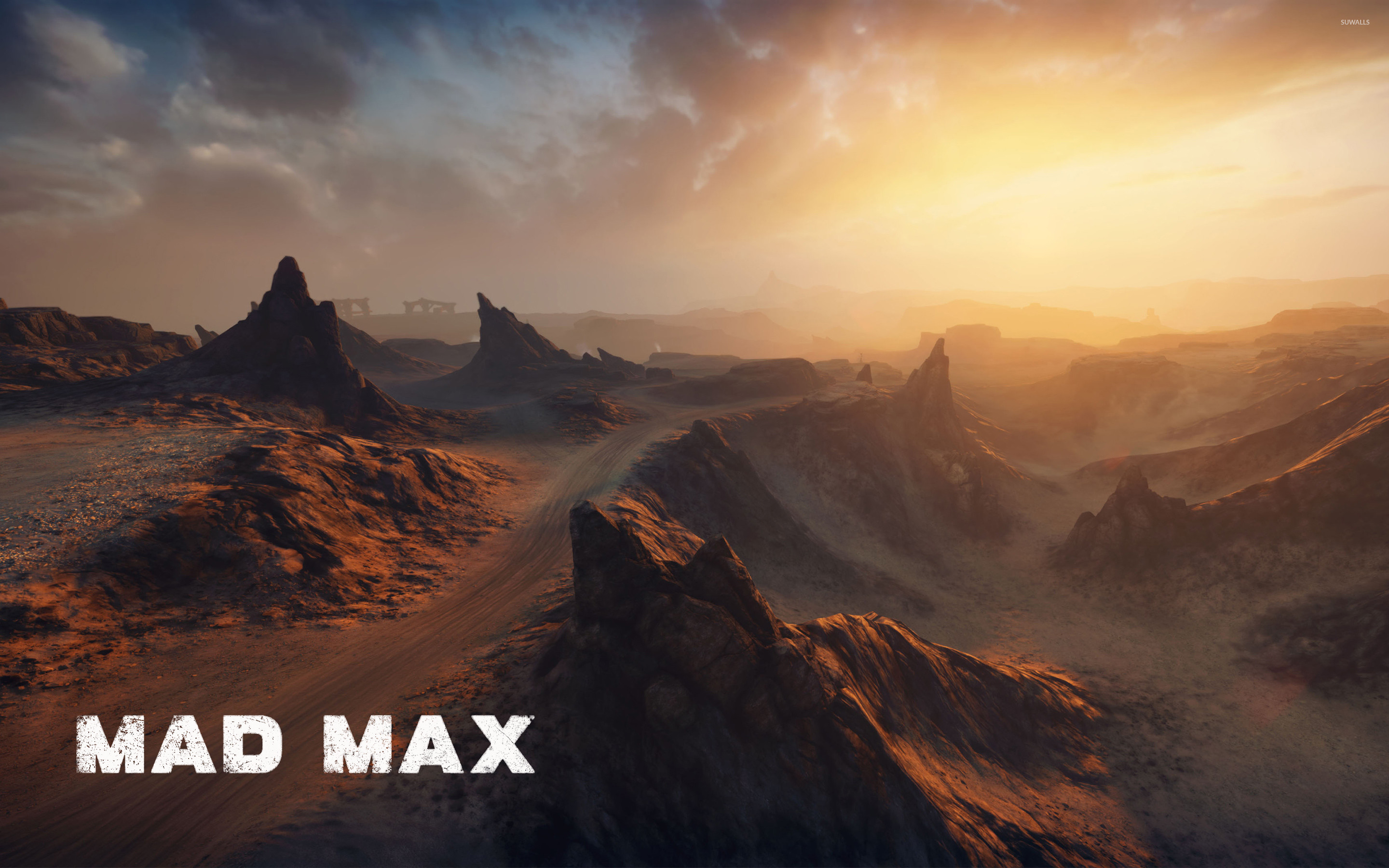 Mad Max, Videogioco, Canyon, Tramonto, Logo, 2880x1800, sfondo per PC