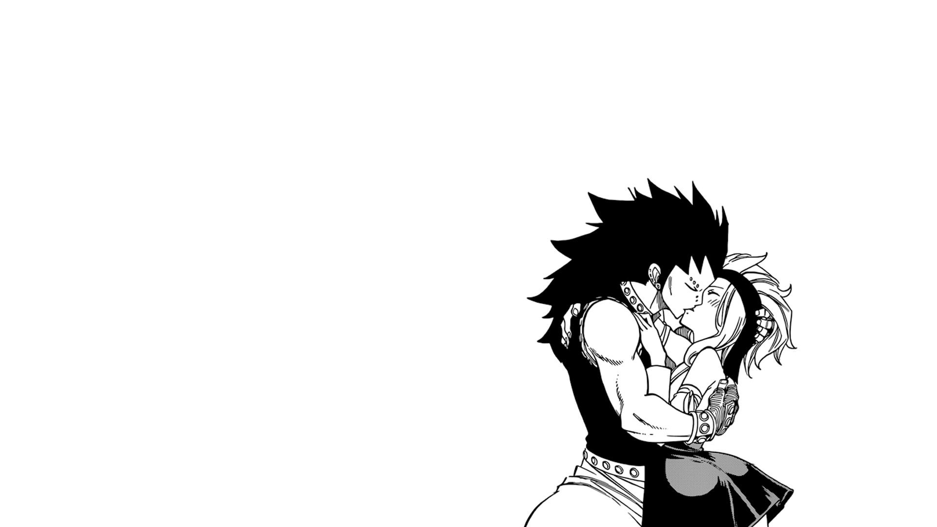 Gajeel Redfox, Levy McGarden, Fairy Tail, Manga, Bianco e nero, Full HD, sfondo per PC