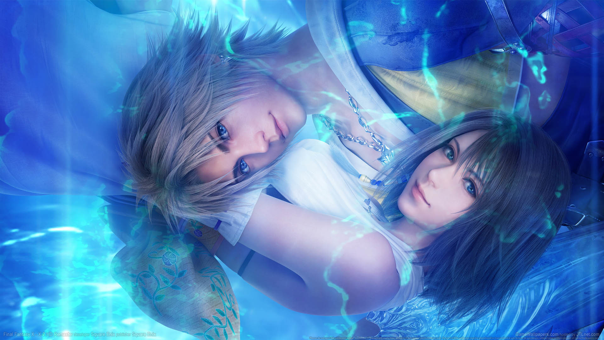 Tidus, Yuna, Final Fantasy X, Acqua, Blu, Full HD, sfondo per portatile