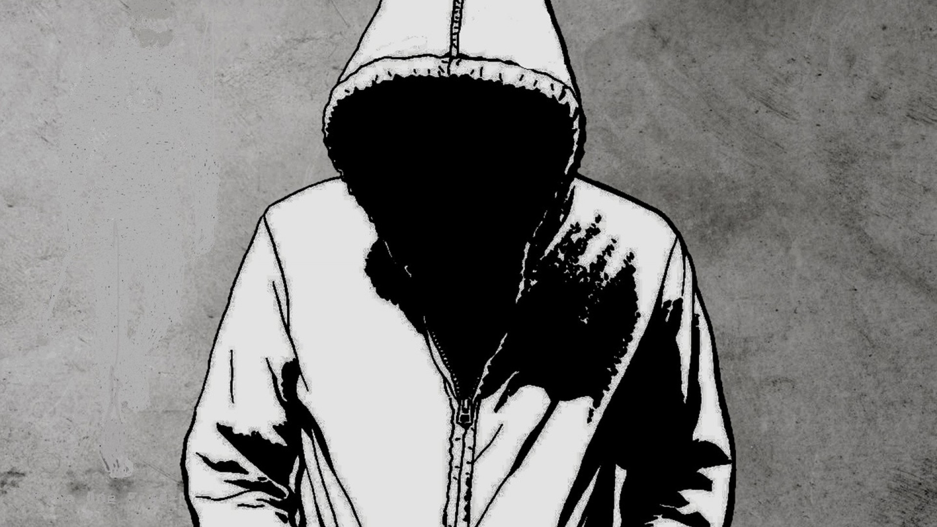 Felpa con cappuccio, Anonimo, Street art, Bianco e nero, Full HD, wallpaper per portatile