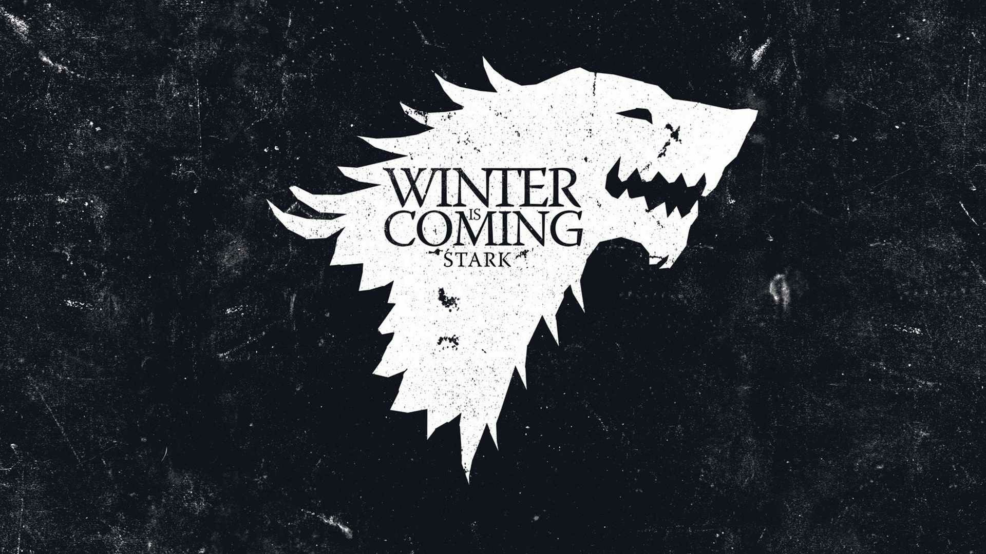 Casa Stark, Winter Is Coming, Metalupo, Il Trono di Spade, Sfondo nero, wallpaper 1920x1080
