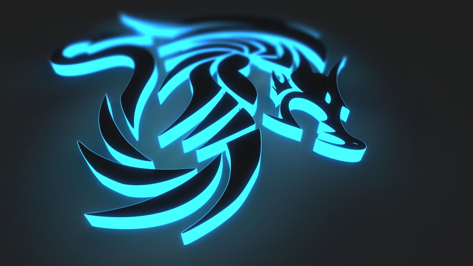 Drago luminoso, Azzurro neon, Full HD, sfondo Windows 11