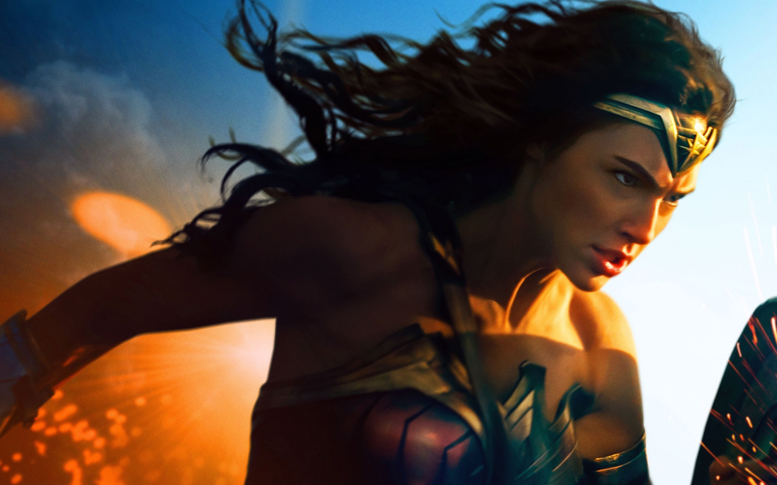 Gal Gadot, Wonder Woman, DC Comics, Tramonto, Azione, 2560x1600, sfondo per PC