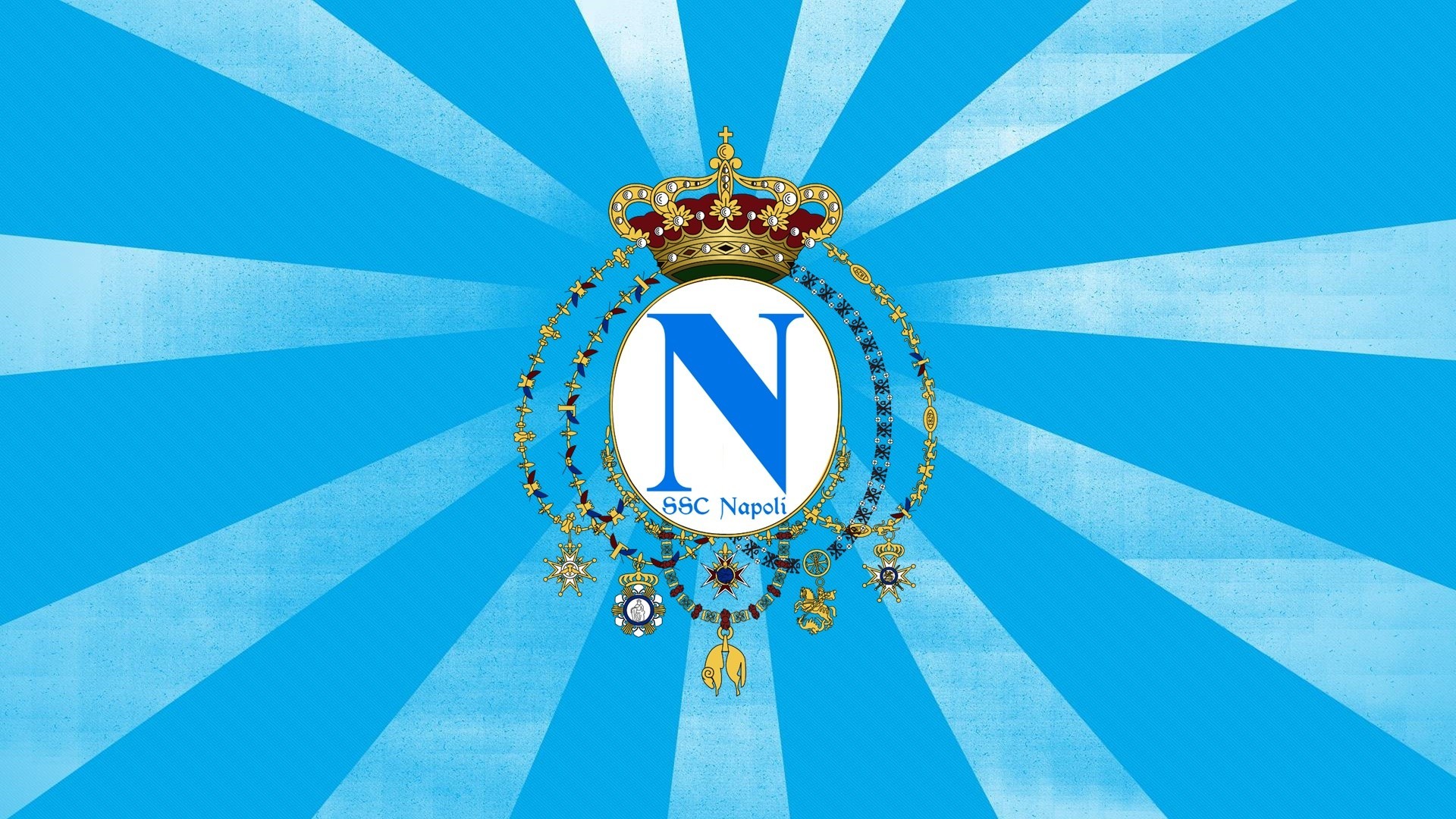 Stemma SSC Napoli, SSC Napoli, Corona, Azzurro, 16:9 Full HD, sfondo widescreen