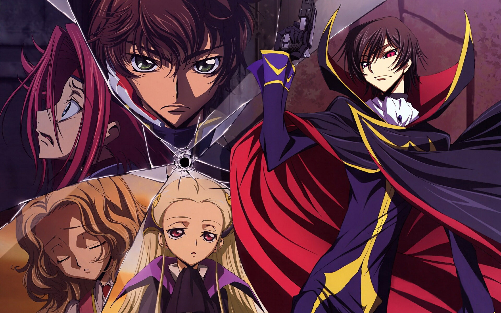 Lelouch Lamperouge, Suzaku Kururugi, Kallen Kozuki, Nunnally Lamperouge, Code Geass, sfondo per PC