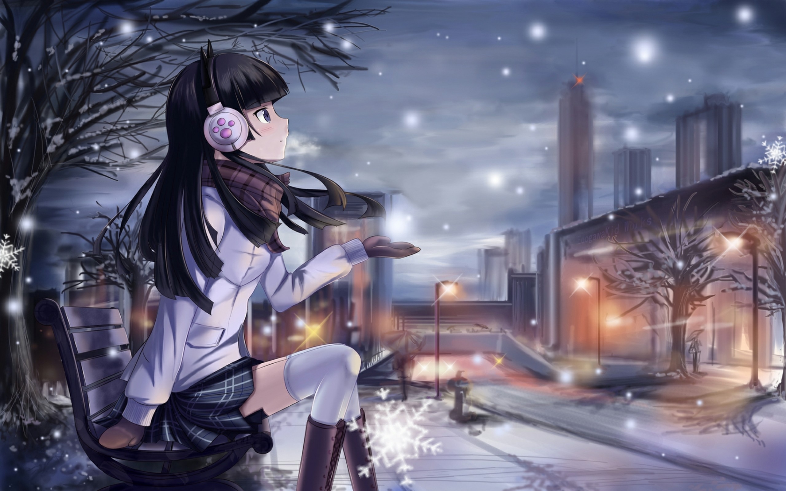 Ruri Gokō, Kuroneko, Oreimo, Neve, Città, 2K 1600p, sfondo desktop