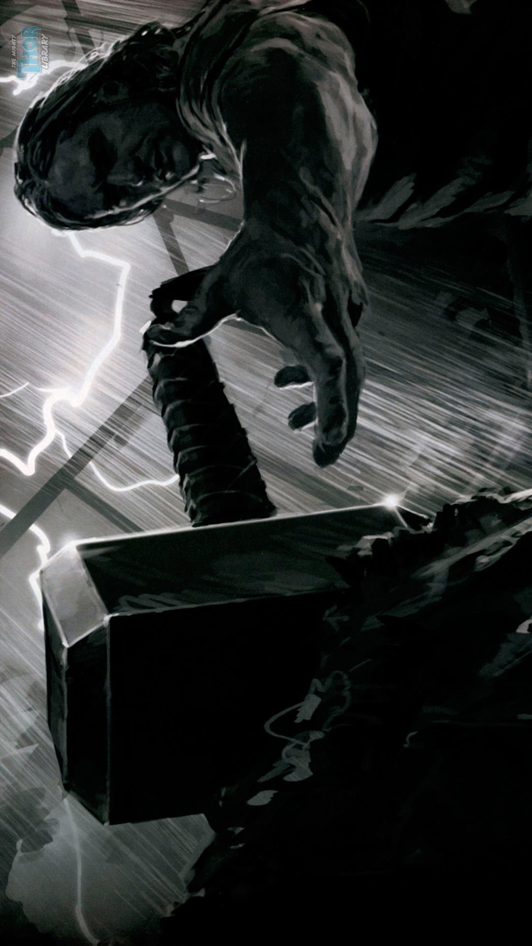 Mjolnir, Thor, Marvel, Fulmini, Bianco e nero, 1080x1920, schermata di blocco iPhone