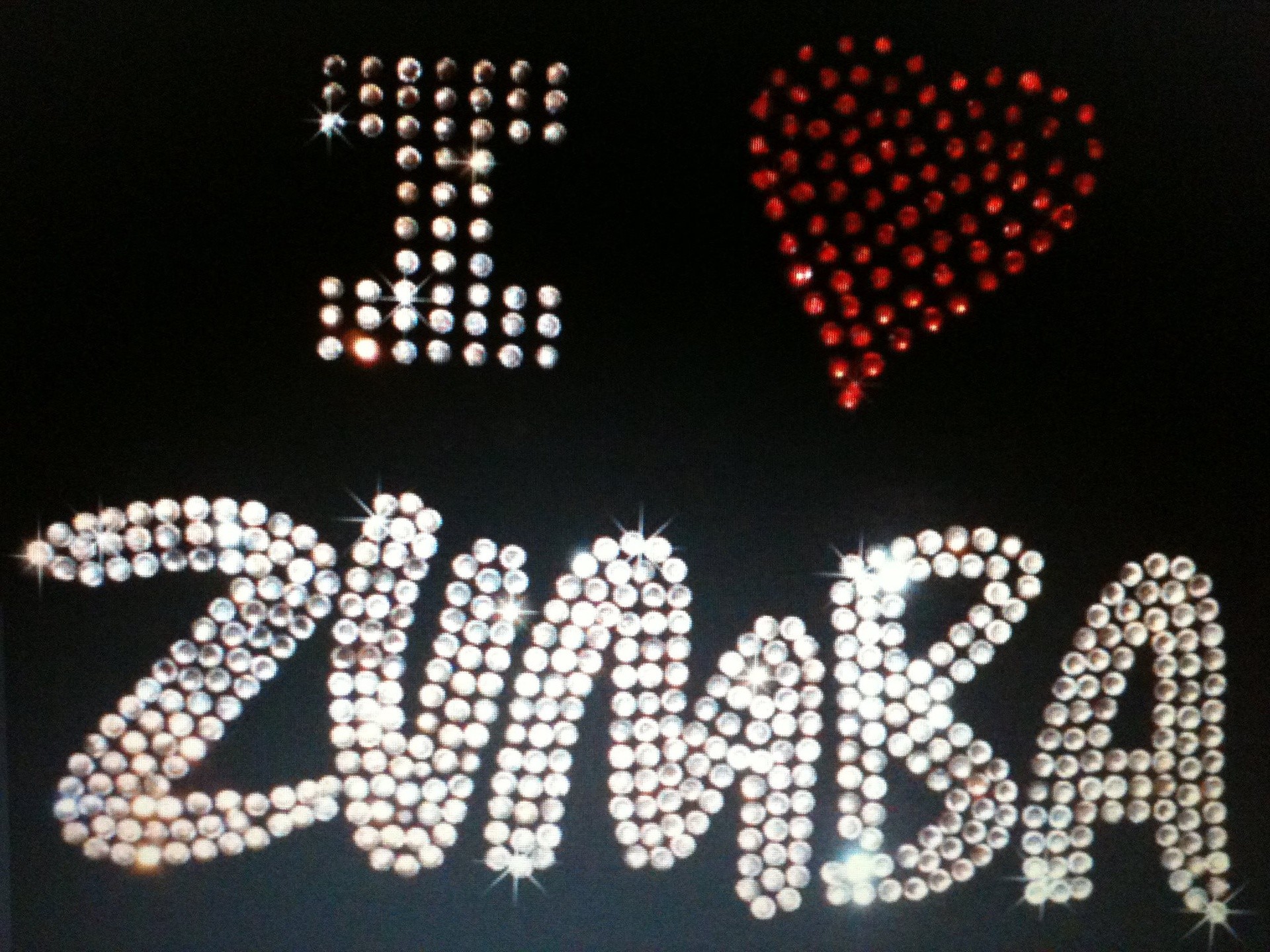 I love Zumba, Strass, Cuore, Sfondo nero, Full HD, schermata di blocco iPad