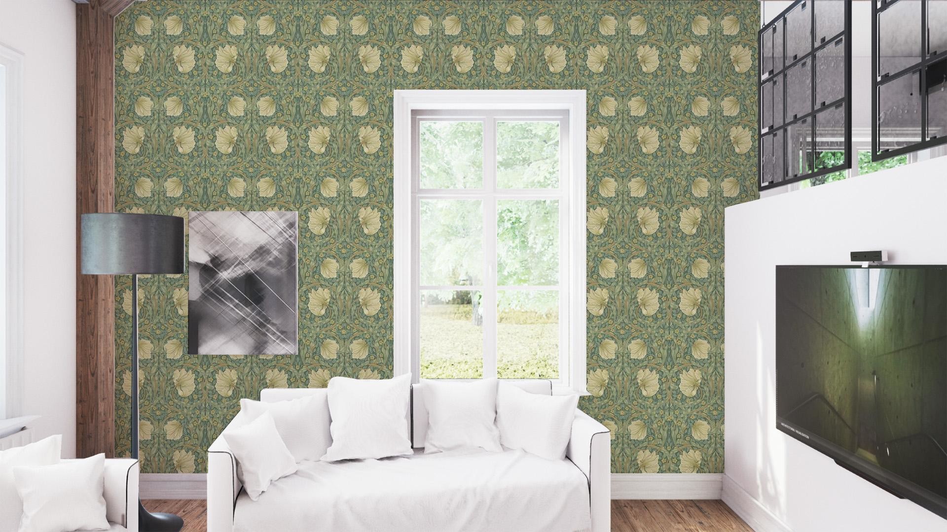 William Morris, Soggiorno, Interno, Verde, Full HD, sfondo Windows 11