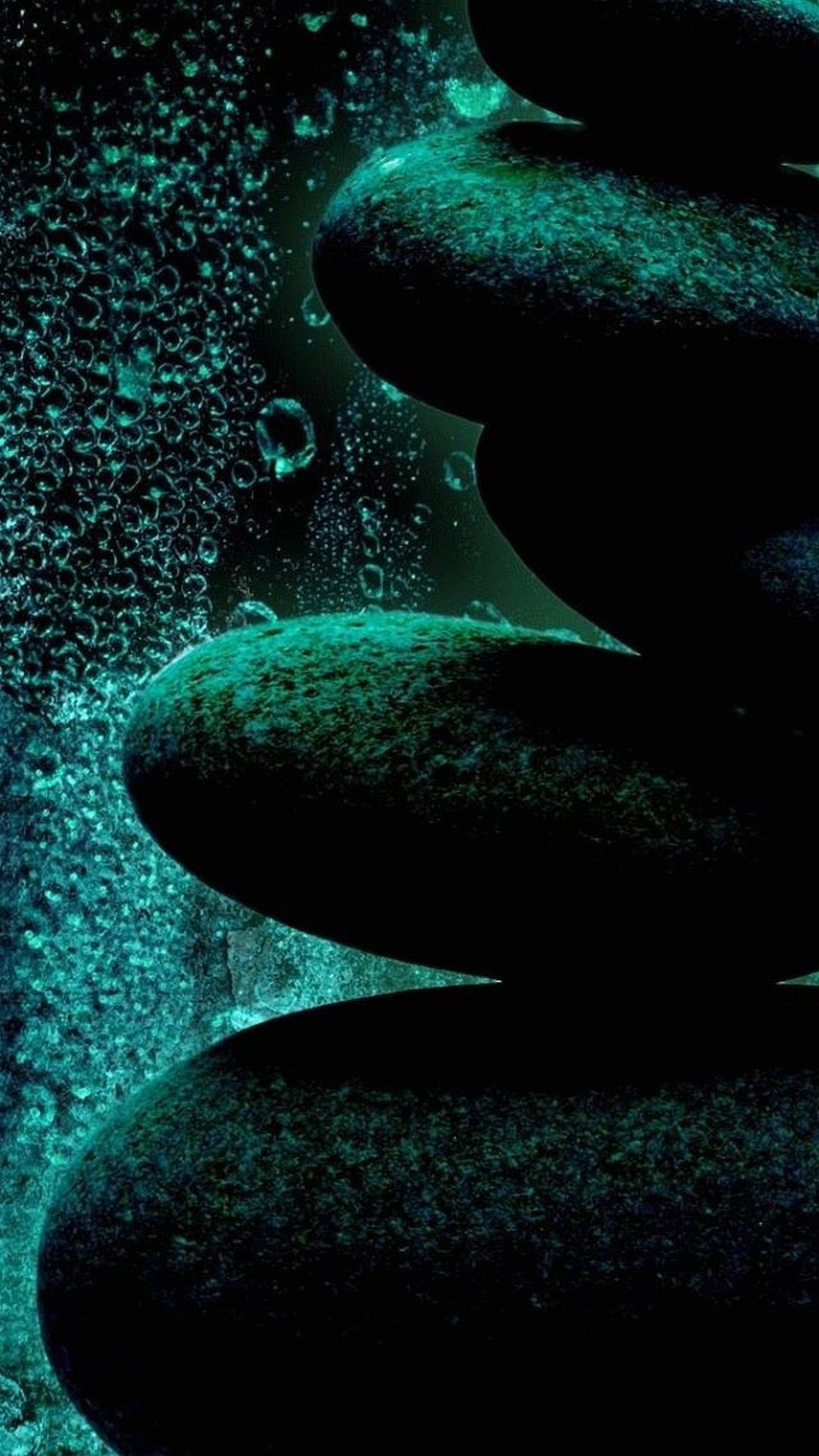 Pietre zen, Pietre impilate, Verde acqua, Scuro, sfondo Full HD per cellulare