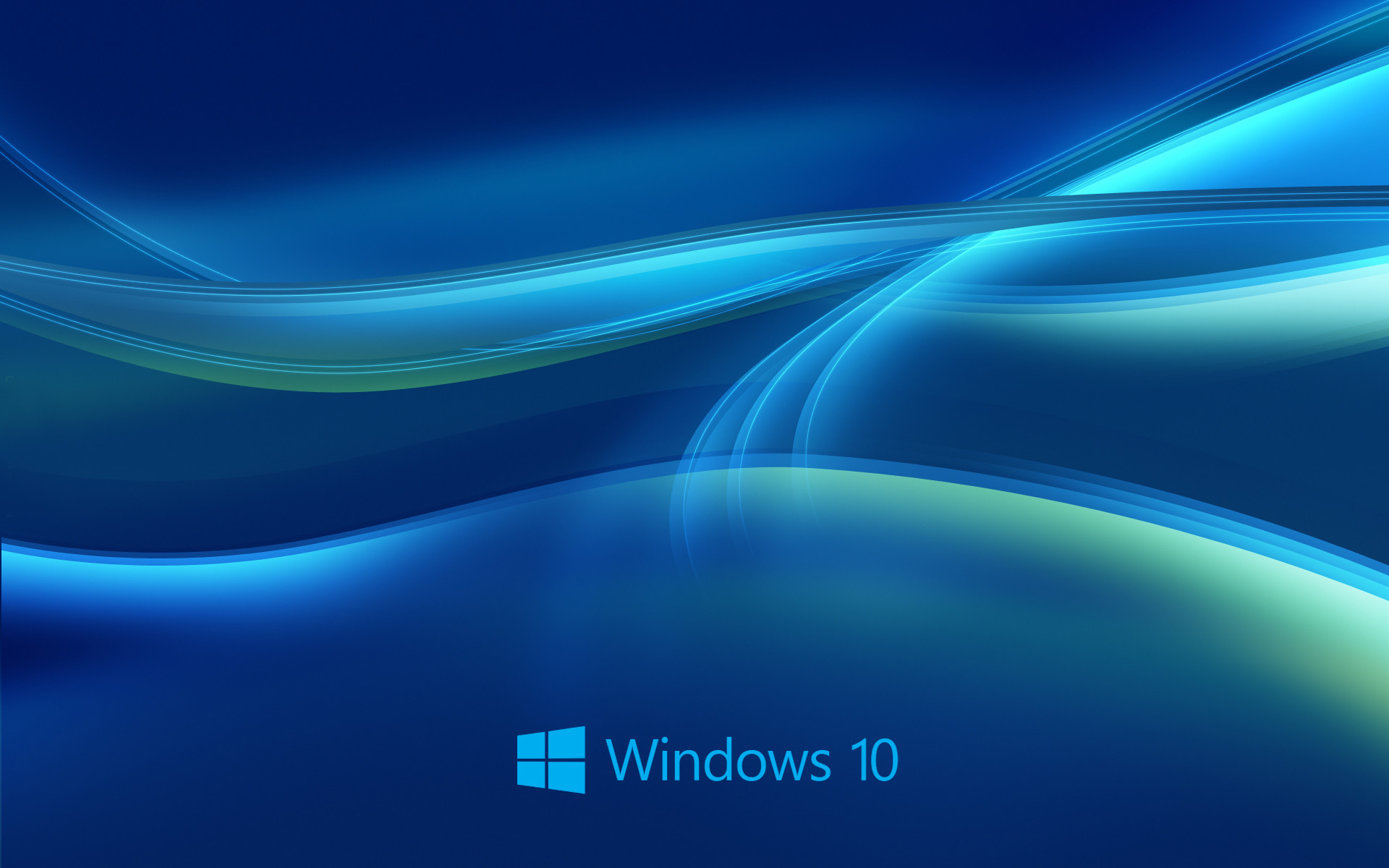 Windows 10, Onde luminose, Blu, Verde, 16:10 Full HD, wallpaper widescreen