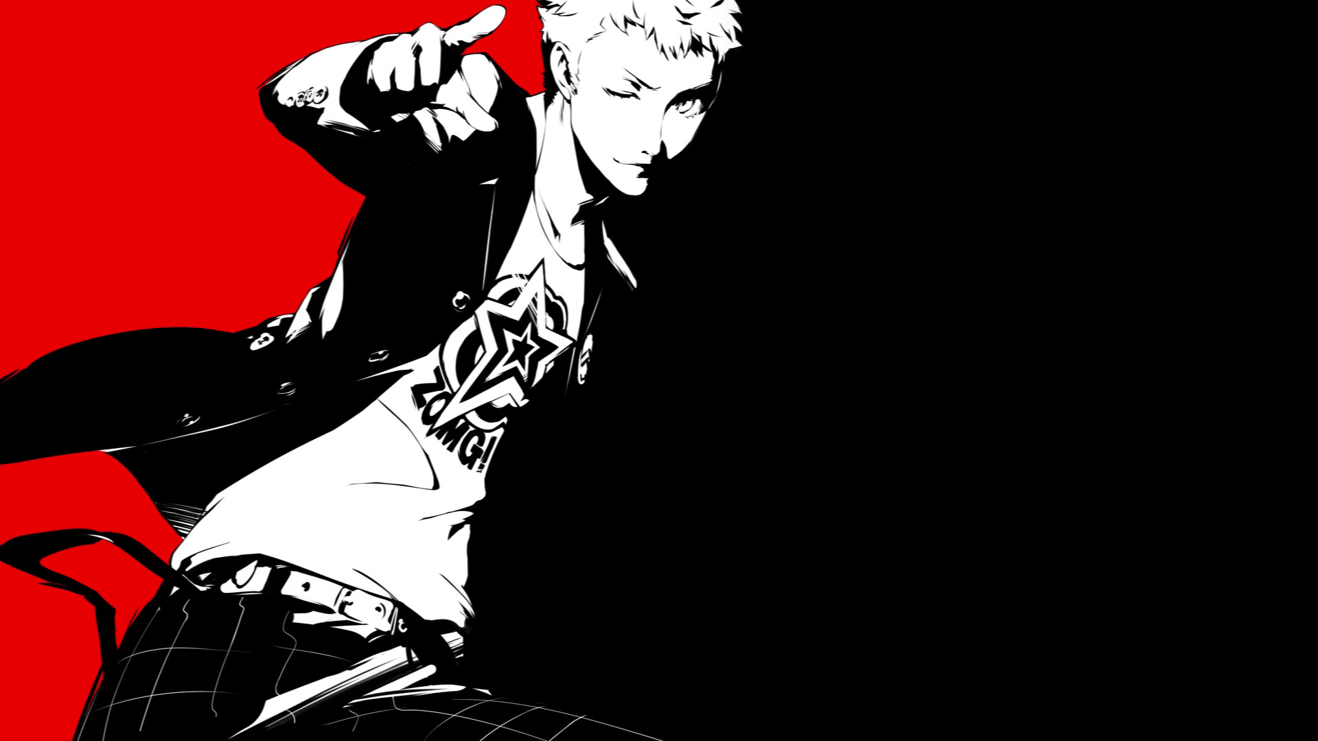 Ryuji Sakamoto, Persona 5, Rosso e nero, Full HD, sfondo per portatile