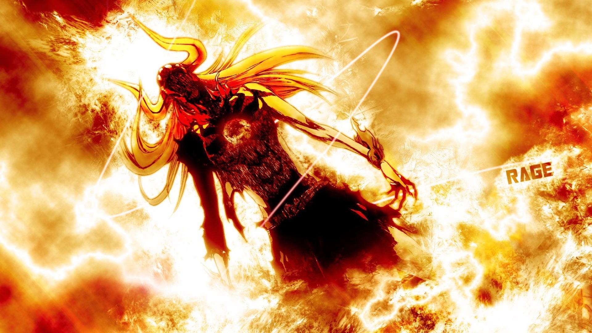 Ichigo Kurosaki, Vasto Lorde, Bleach, Fiamme, Rage, Full HD, sfondo per PC