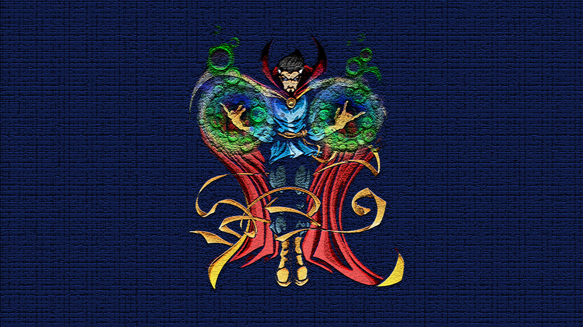 Doctor Strange, Marvel Comics, Illustrazione, Sfondo blu, Full HD, wallpaper desktop