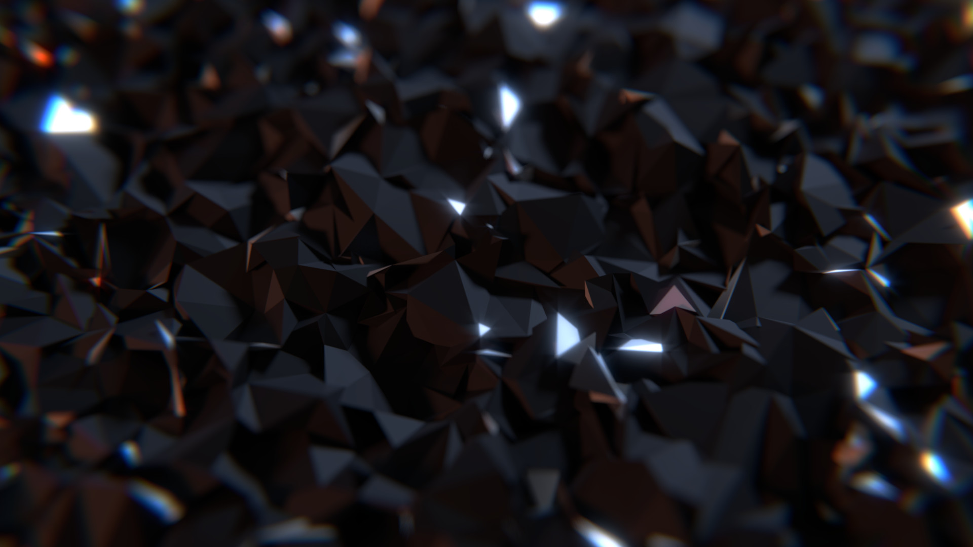 Poligoni 3D, Nero, Cristalli, Astratto, Full HD, sfondo per PC