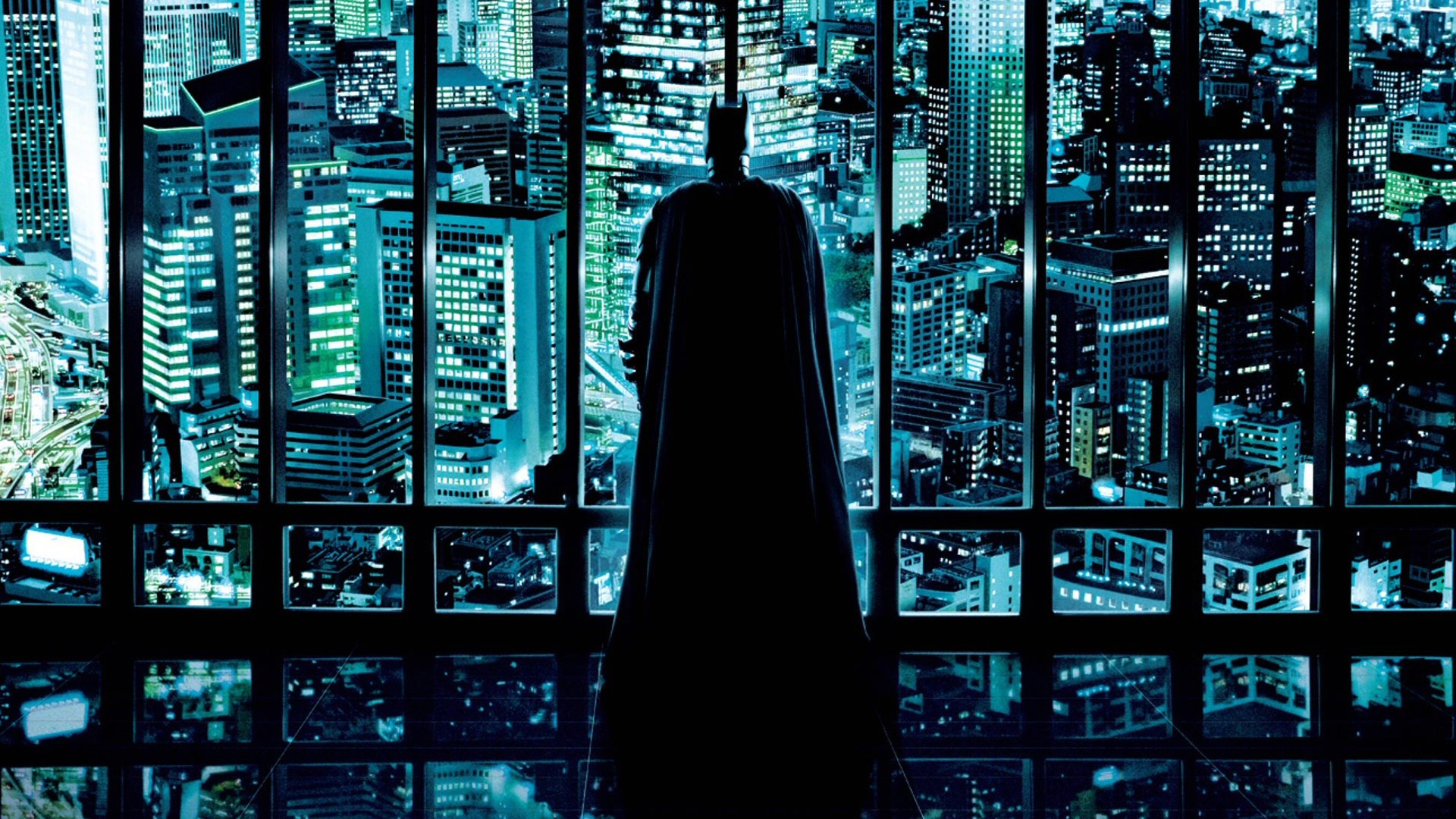 Gotham City, Batman, Vetrata, Skyline, 1920x1080, immagine di sfondo