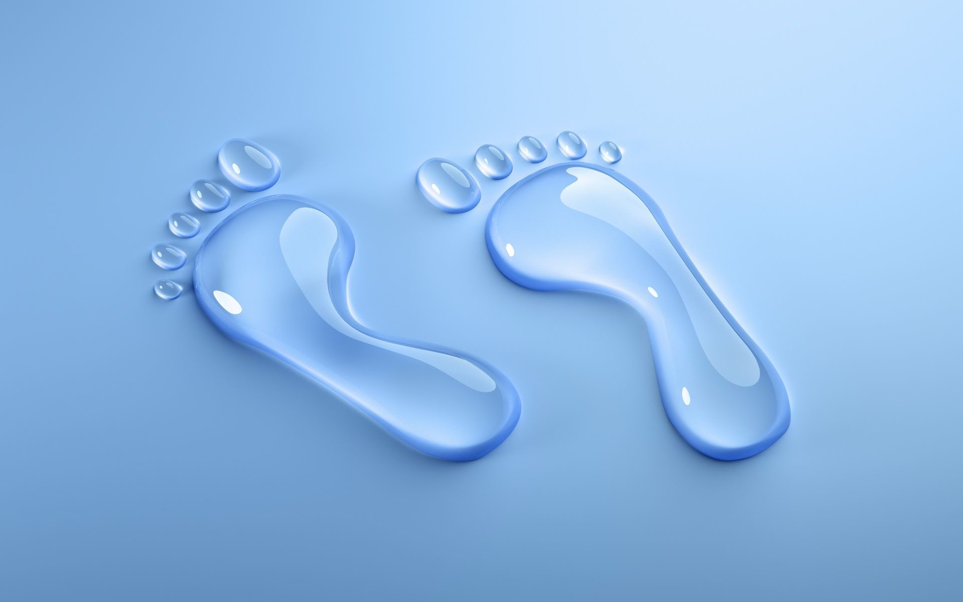 Impronte d'acqua, Piedi, Gocce, Azzurro, 1920x1200, wallpaper desktop