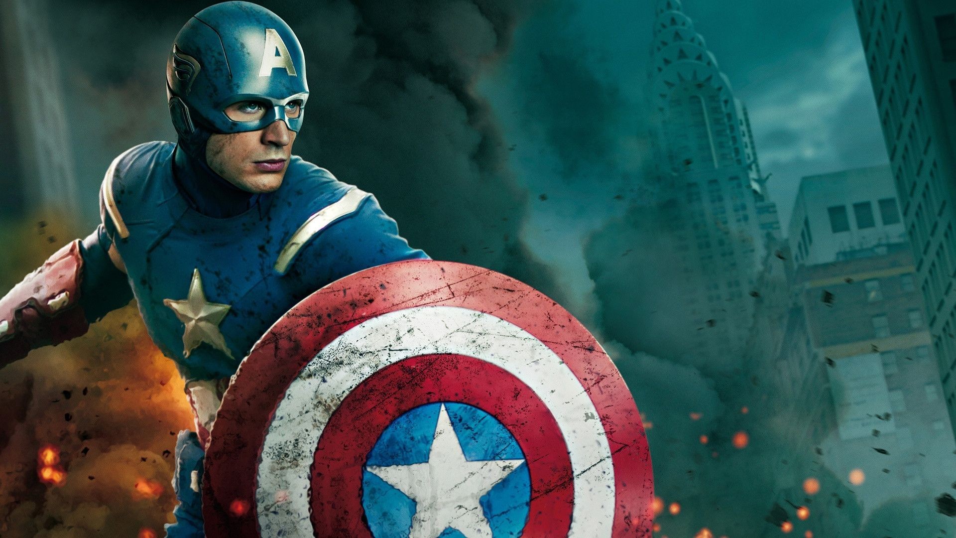Capitan America, Chris Evans, The Avengers, Scudo, Full HD 1080p, sfondo desktop