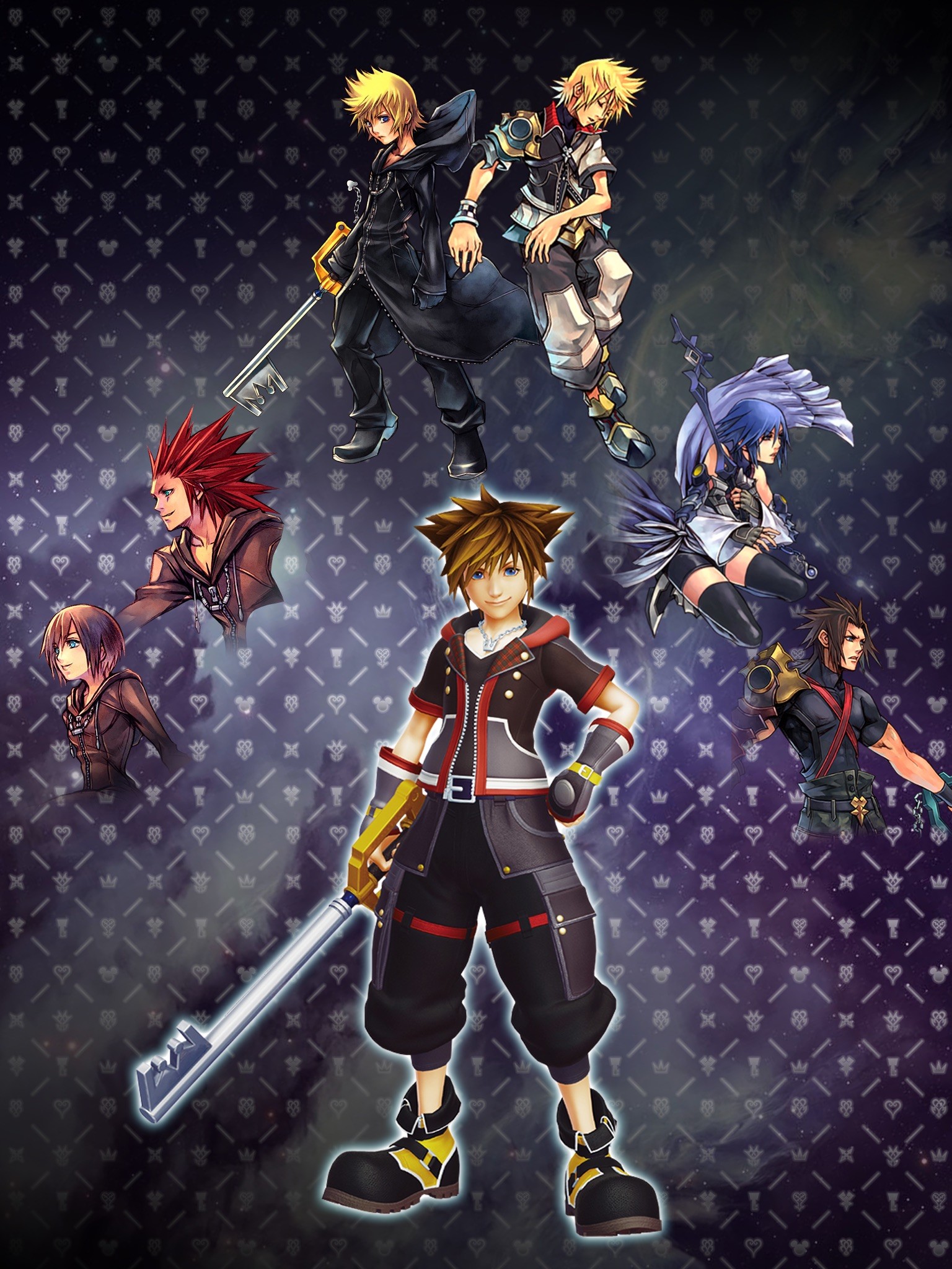 Kingdom Hearts III, Sora, Roxas, Axel, Ventus, Keyblade, QHD+, schermata di blocco iPad