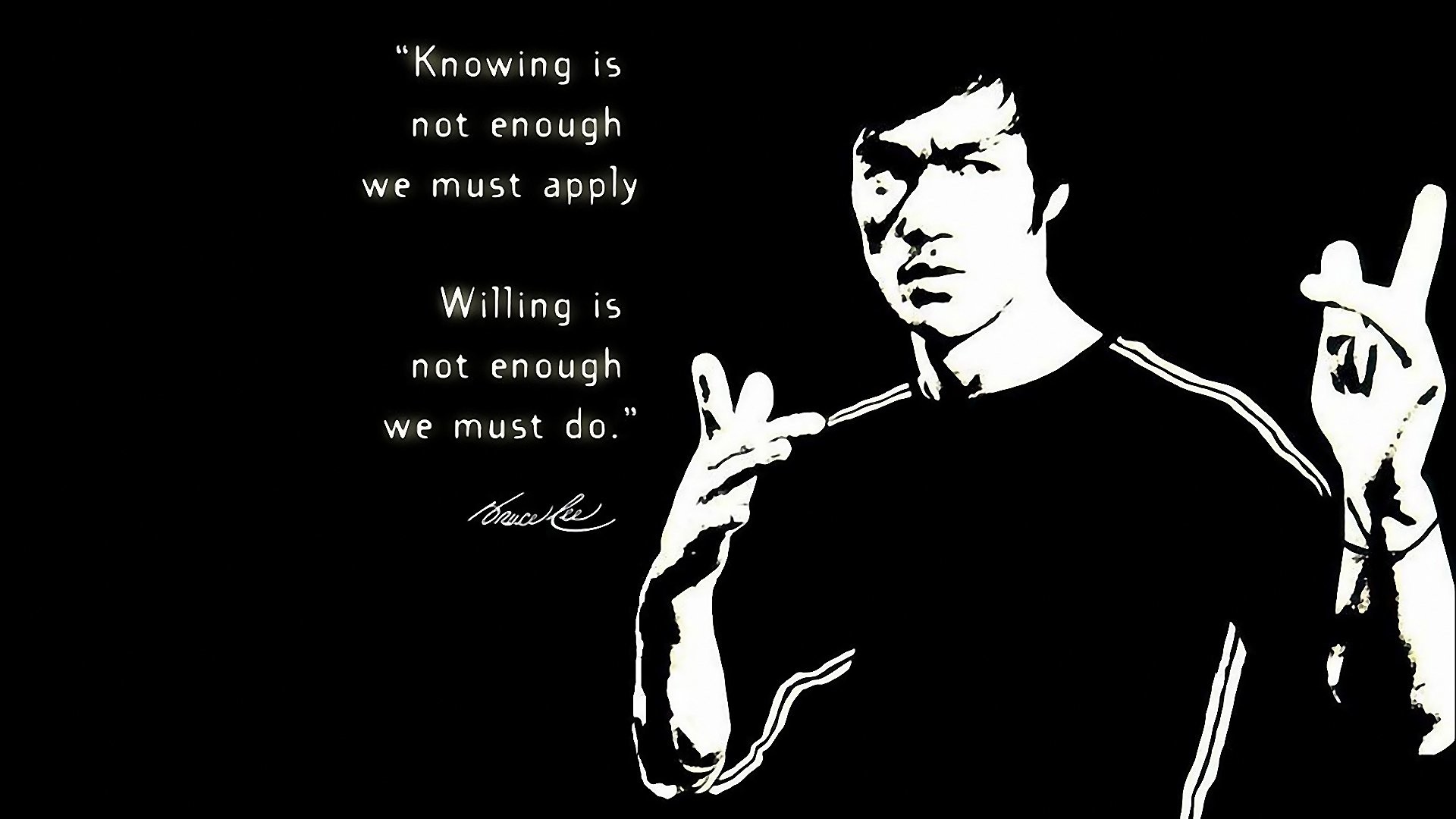 Bruce Lee, Citazione, Bianco e nero, Full HD 1080p, sfondo desktop