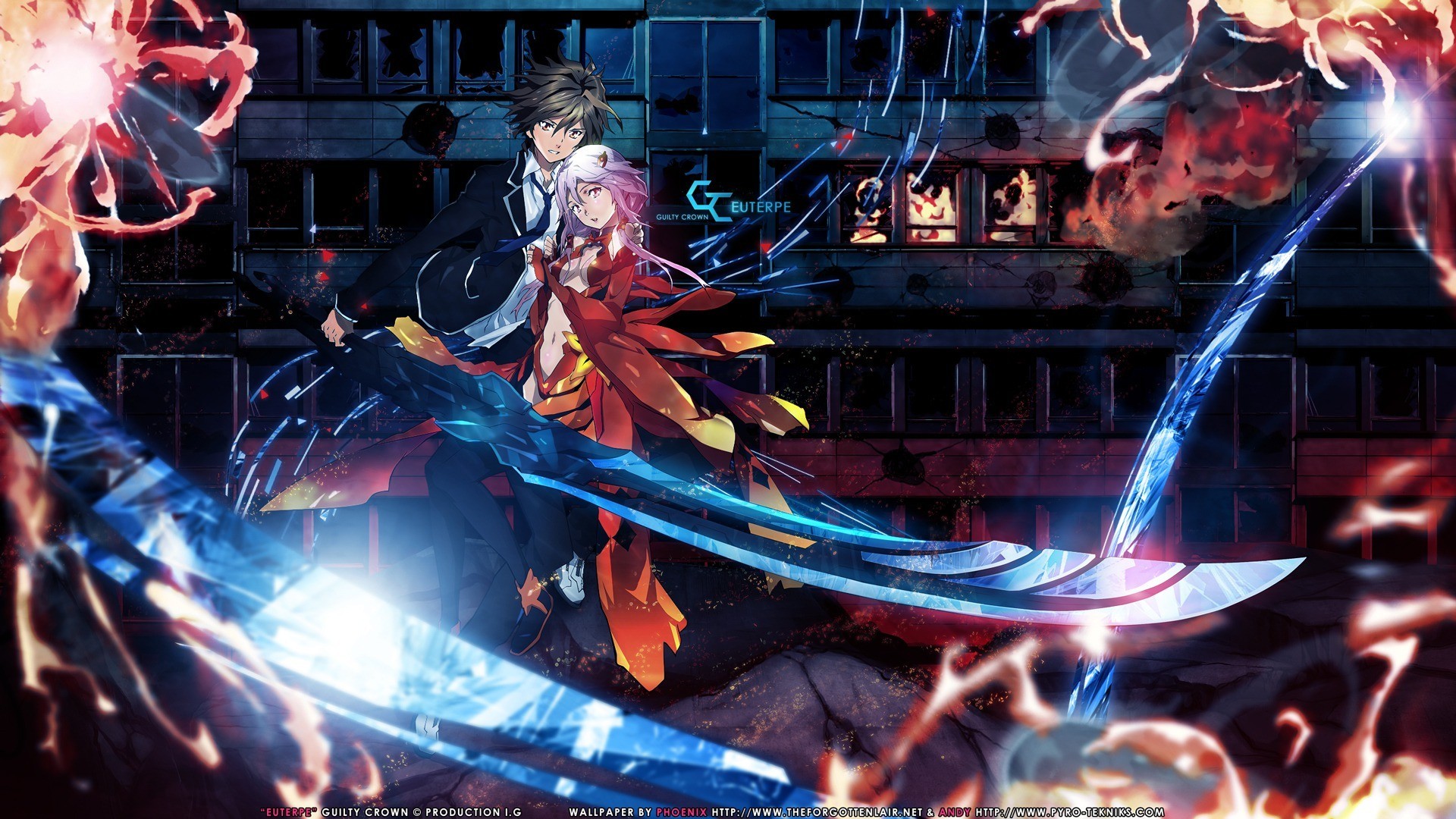 Shu Ouma, Inori Yuzuriha, Guilty Crown, Spada, Full HD, sfondo desktop