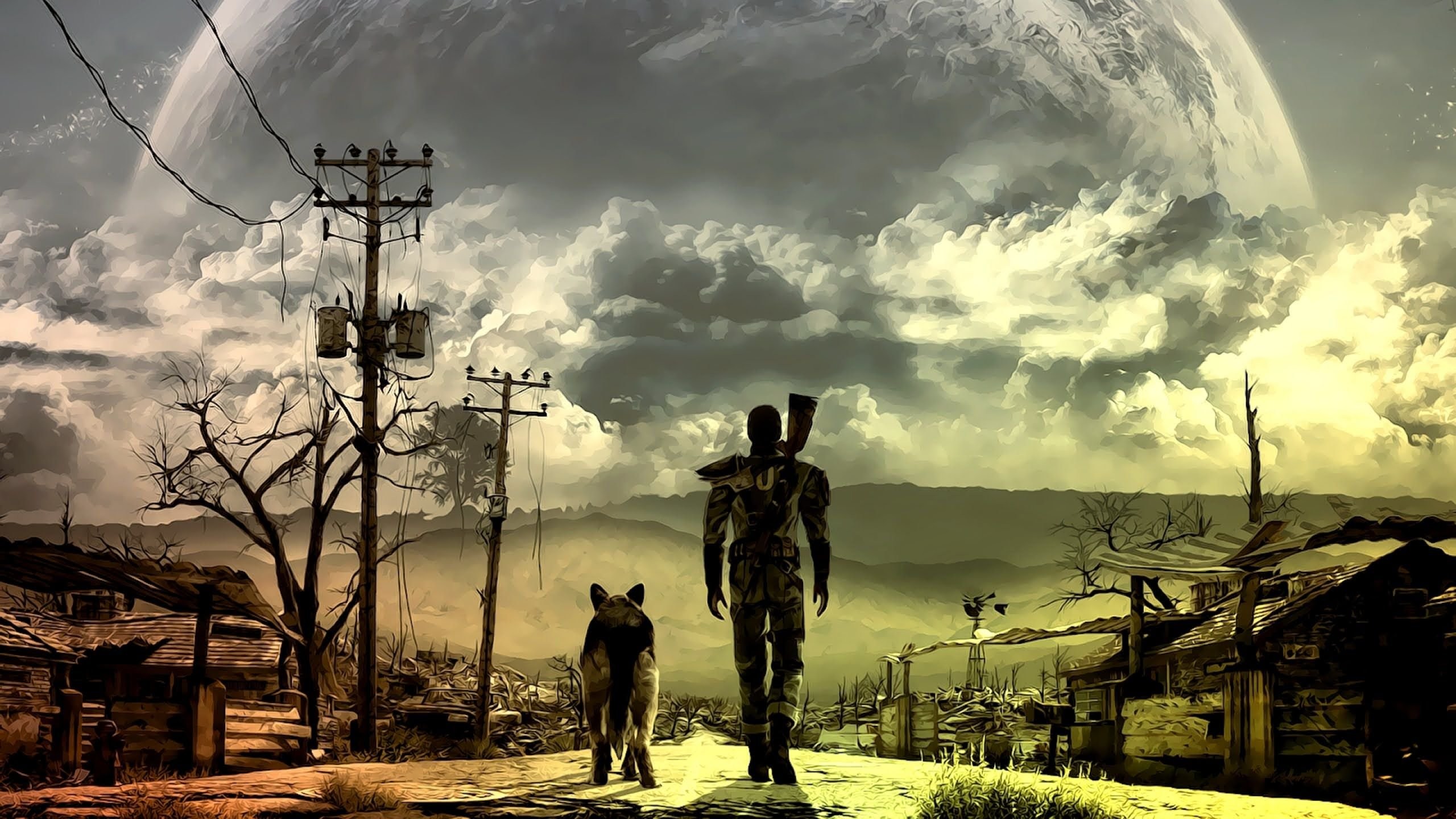 Unico Sopravvissuto, Dogmeat, Fallout 4, Pali della luce, Pianeta, sfondo desktop 2560x1440