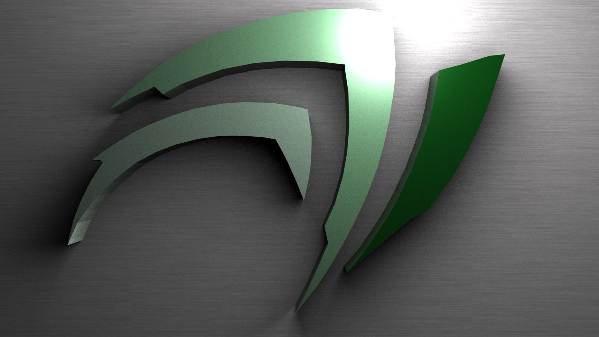 Logo Nvidia, Nvidia, Metallo spazzolato, 3D, Full HD, sfondo per PC