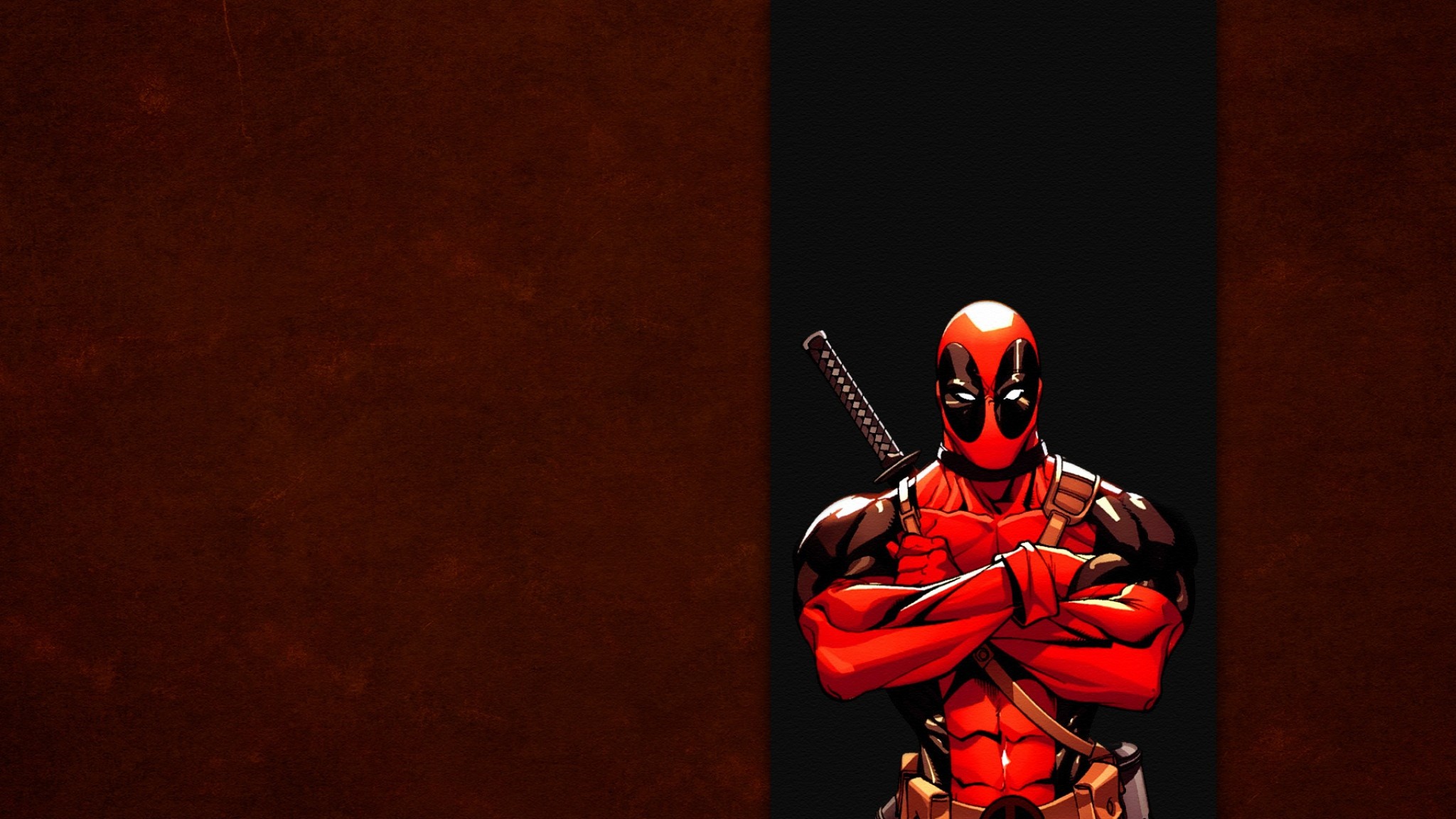 Deadpool, Braccia incrociate, Fumetto, Sfondo scuro, Full HD, wallpaper desktop