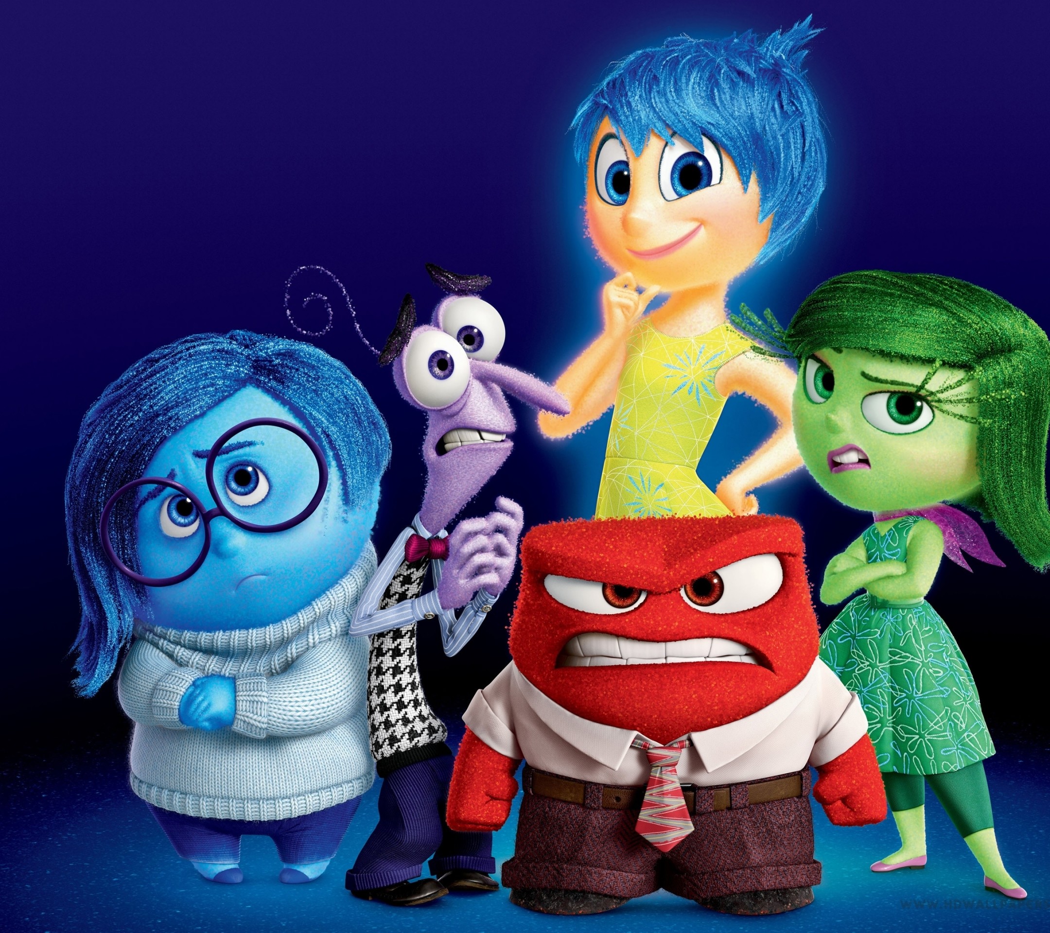 Tristezza, Paura, Gioia, Rabbia, Disgusto, Inside Out, Pixar, Full HD, sfondo per iPad e tablet