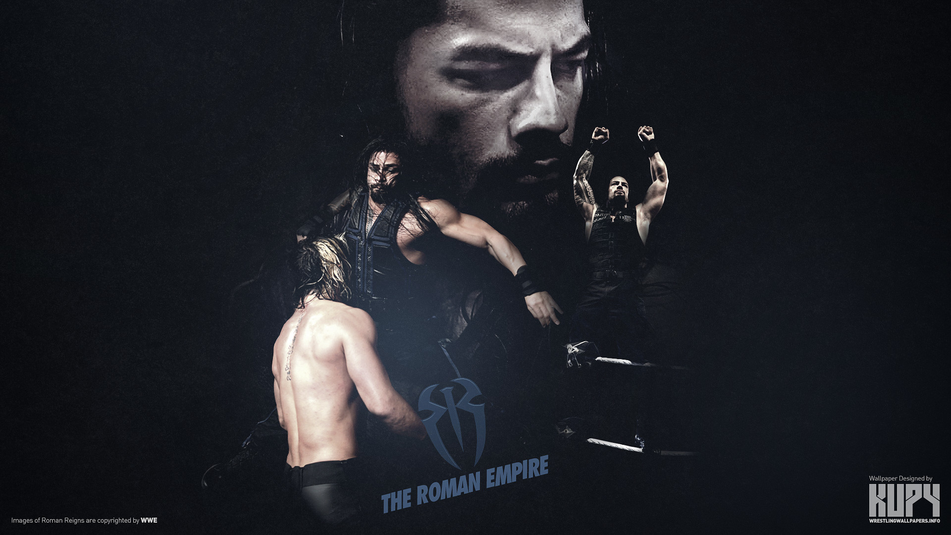 Roman Reigns, The Roman Empire, WWE, Collage, Toni scuri, 16:9 Full HD, sfondo widescreen