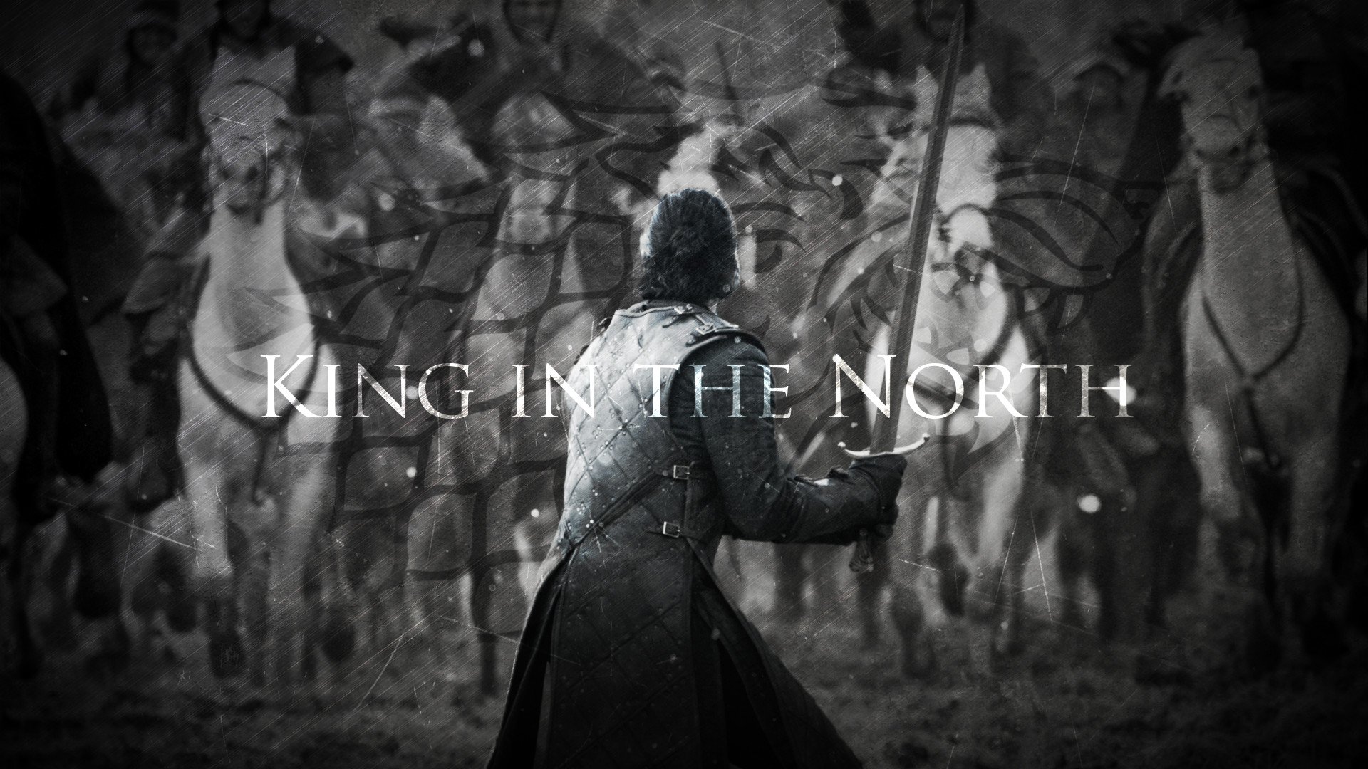 Jon Snow, King in the North, Battaglia dei Bastardi, Bianco e nero, sfondo Full HD per portatile
