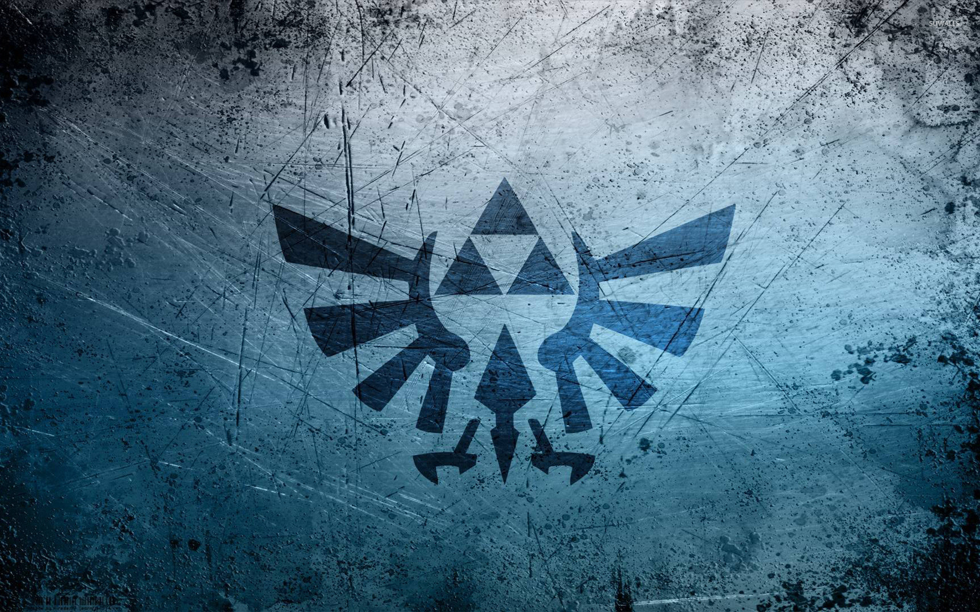 Stemma di Hyrule, Triforza, The Legend of Zelda, Grunge, Blu, 1920x1200, sfondo MacBook Pro