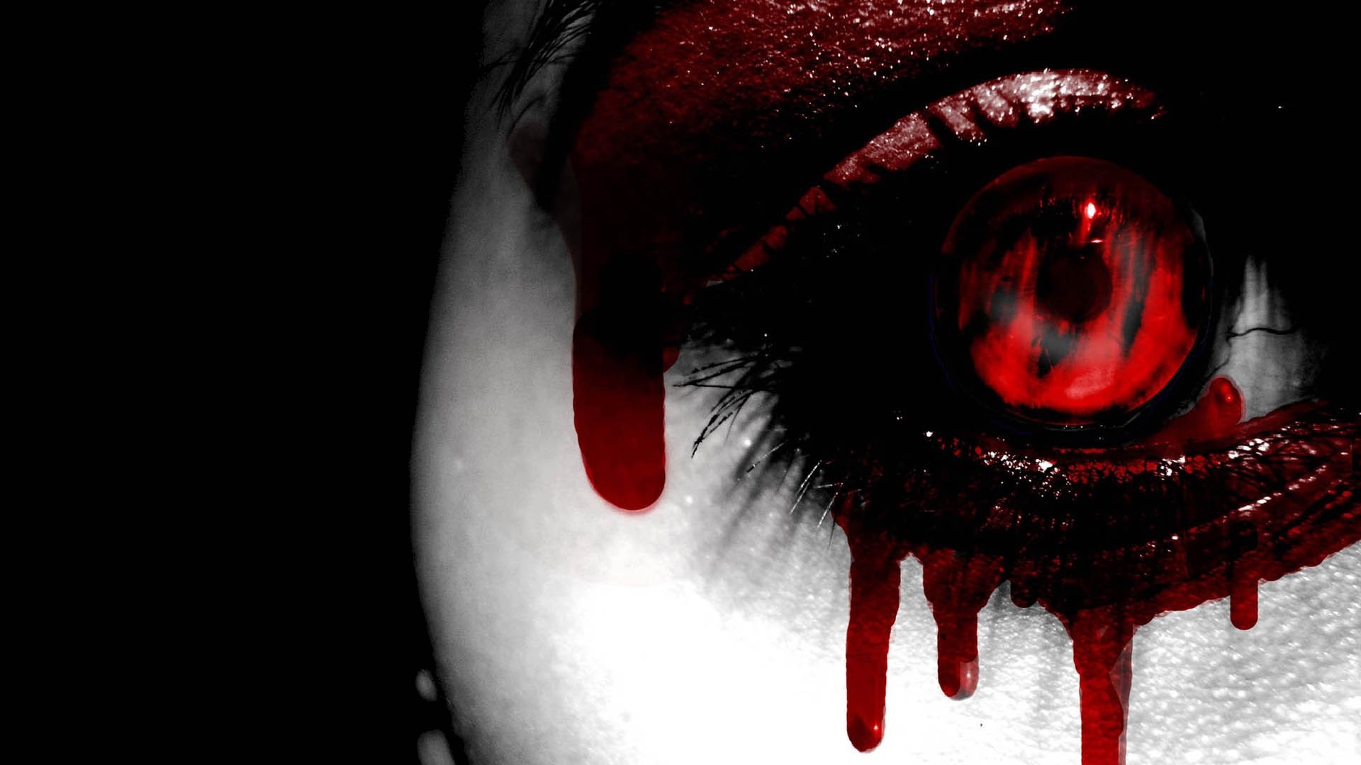 Occhio rosso, Lacrime di sangue, Primo piano, Horror, Full HD, sfondo per portatile