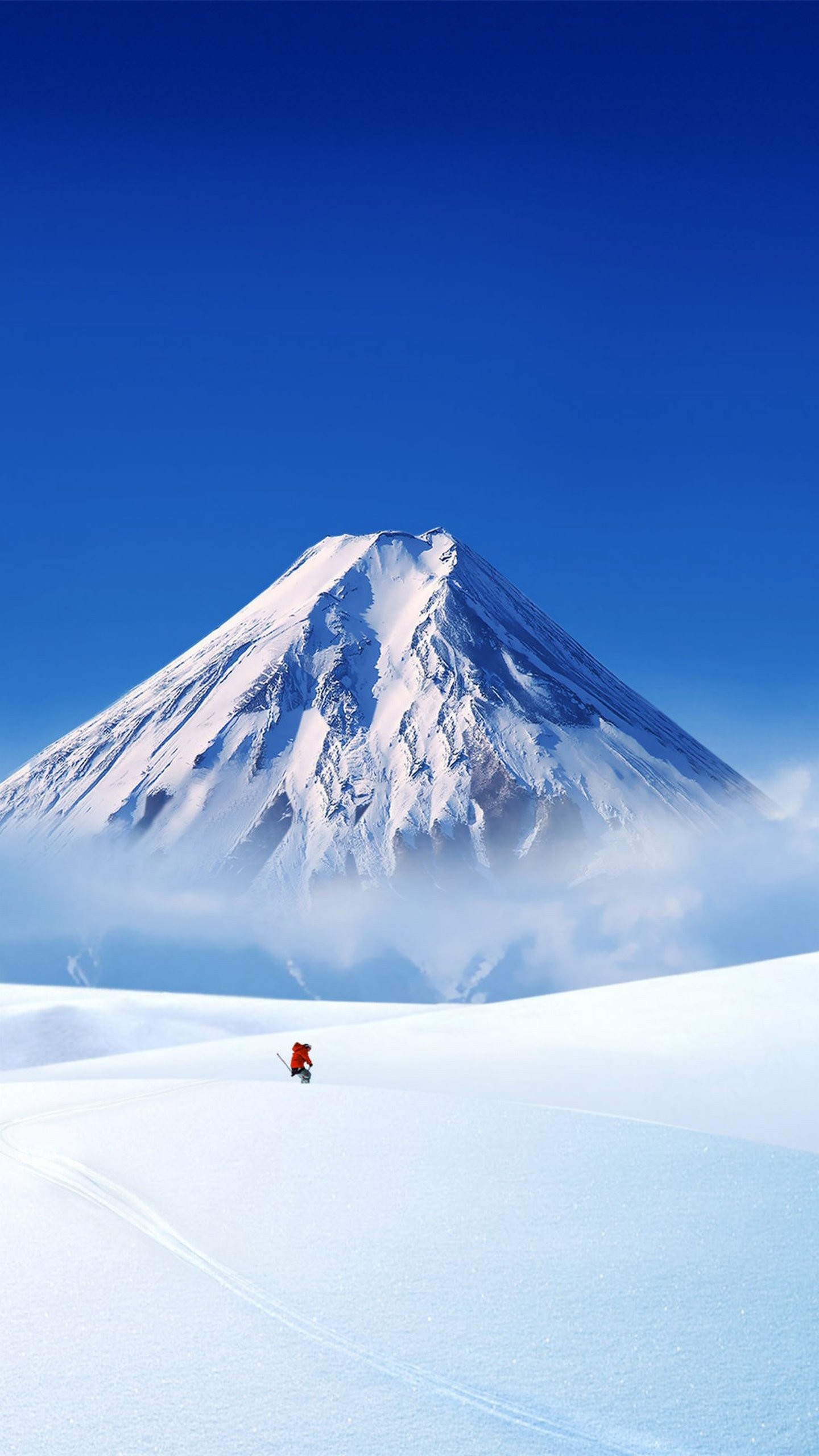 Monte Fuji, Giappone, Neve, Cielo blu, sfondo per LG G4