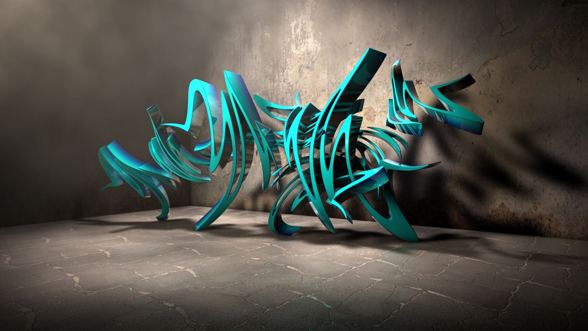 Graffiti 3D, Lettering, Turchese, Stanza, Full HD, wallpaper per portatile