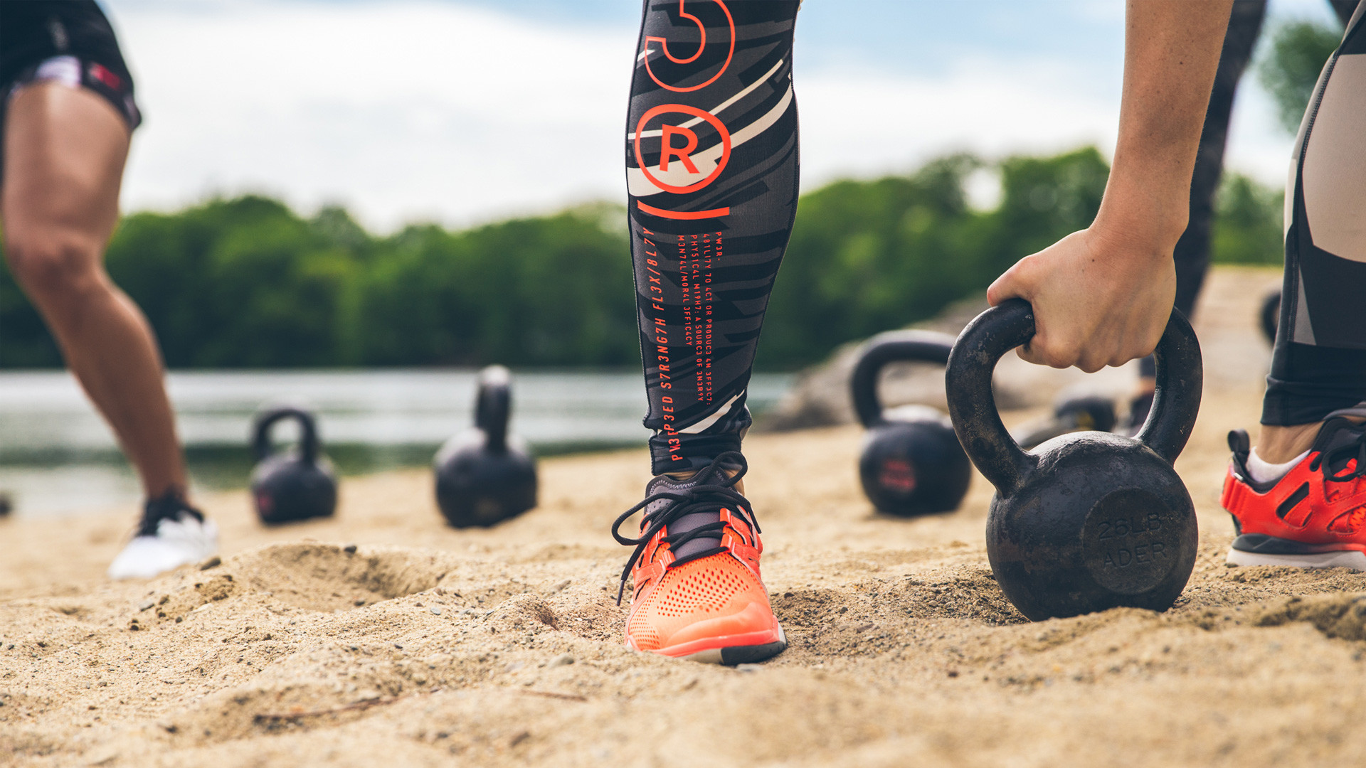 Kettlebell, Spiaggia, Sabbia, Allenamento all'aperto, 1920x1080, immagine di sfondo