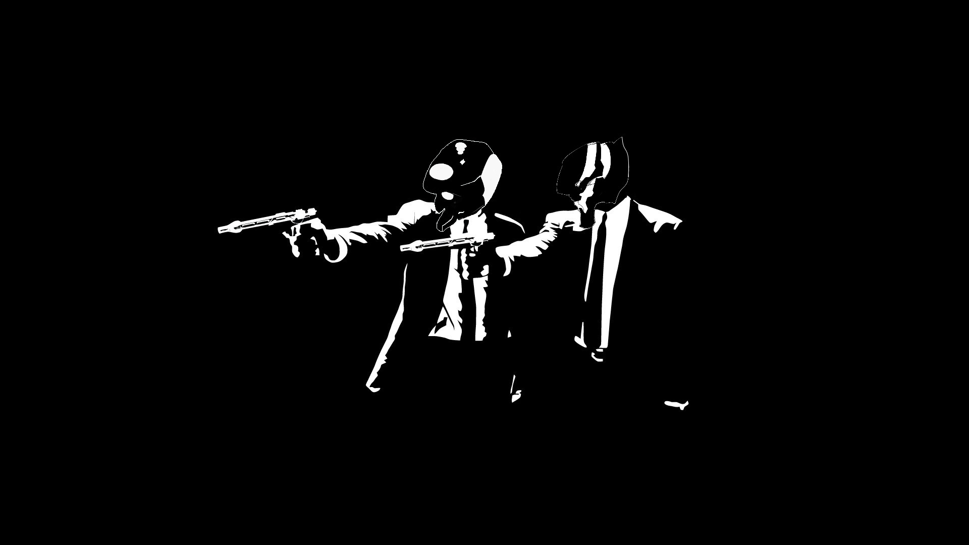 Pulp Fiction, Parodia, Silhouette, Sfondo nero, 16:9 Full HD, wallpaper widescreen