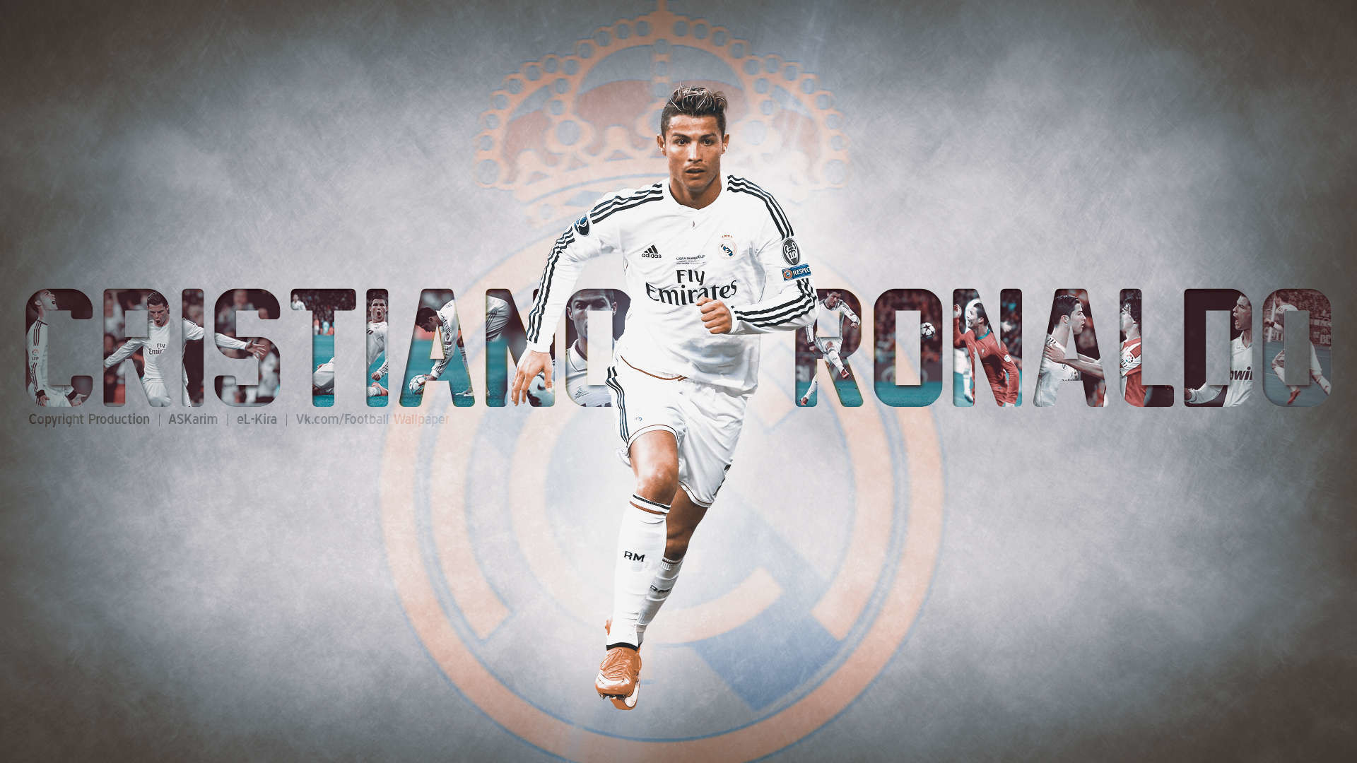 Cristiano Ronaldo, Real Madrid, Stemma, Tipografia, 16:9 Full HD, sfondo widescreen
