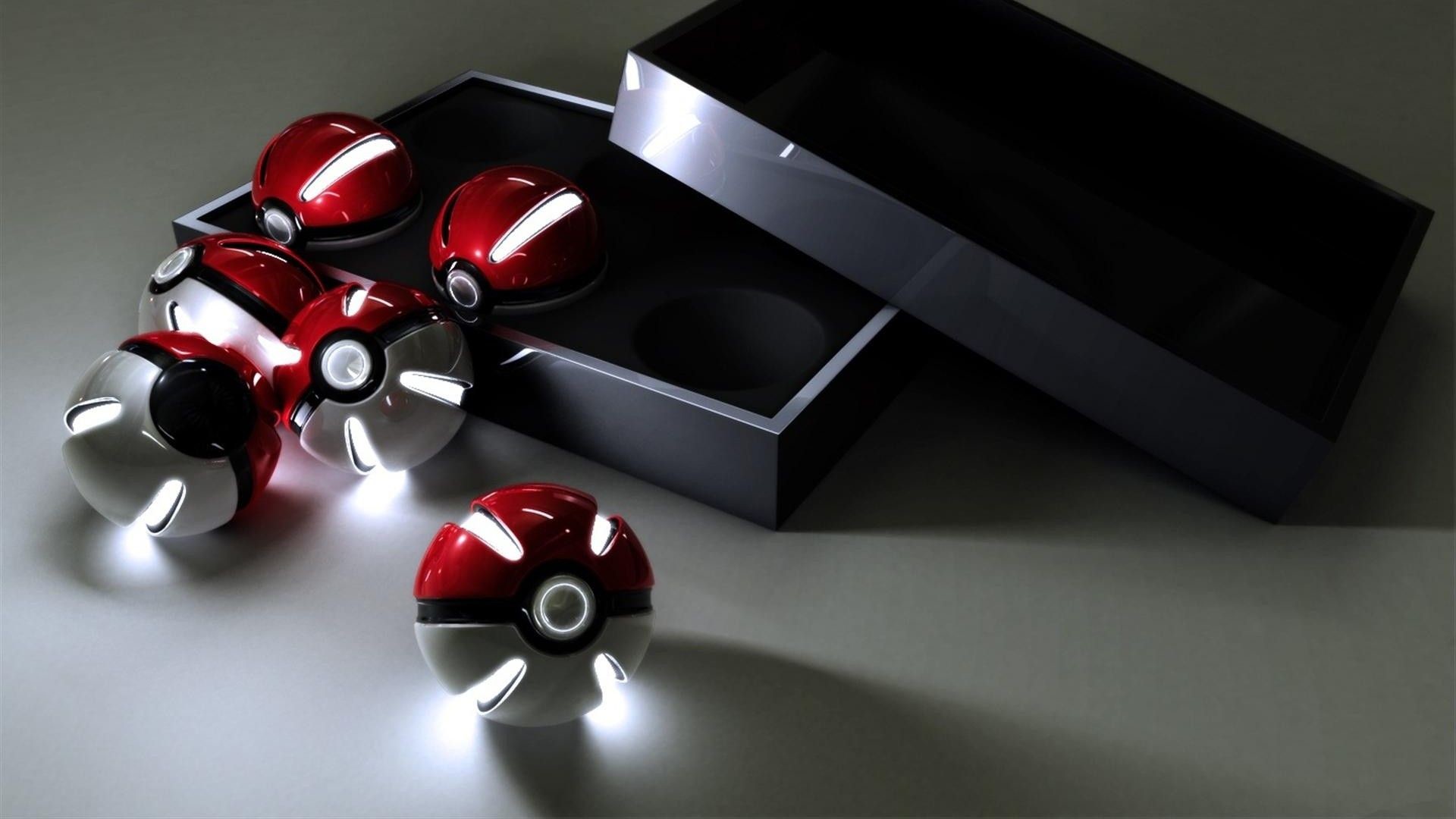 Poké Ball, Pokémon, Scatola, Luci, Rosso, Full HD, sfondo per PC e portatile