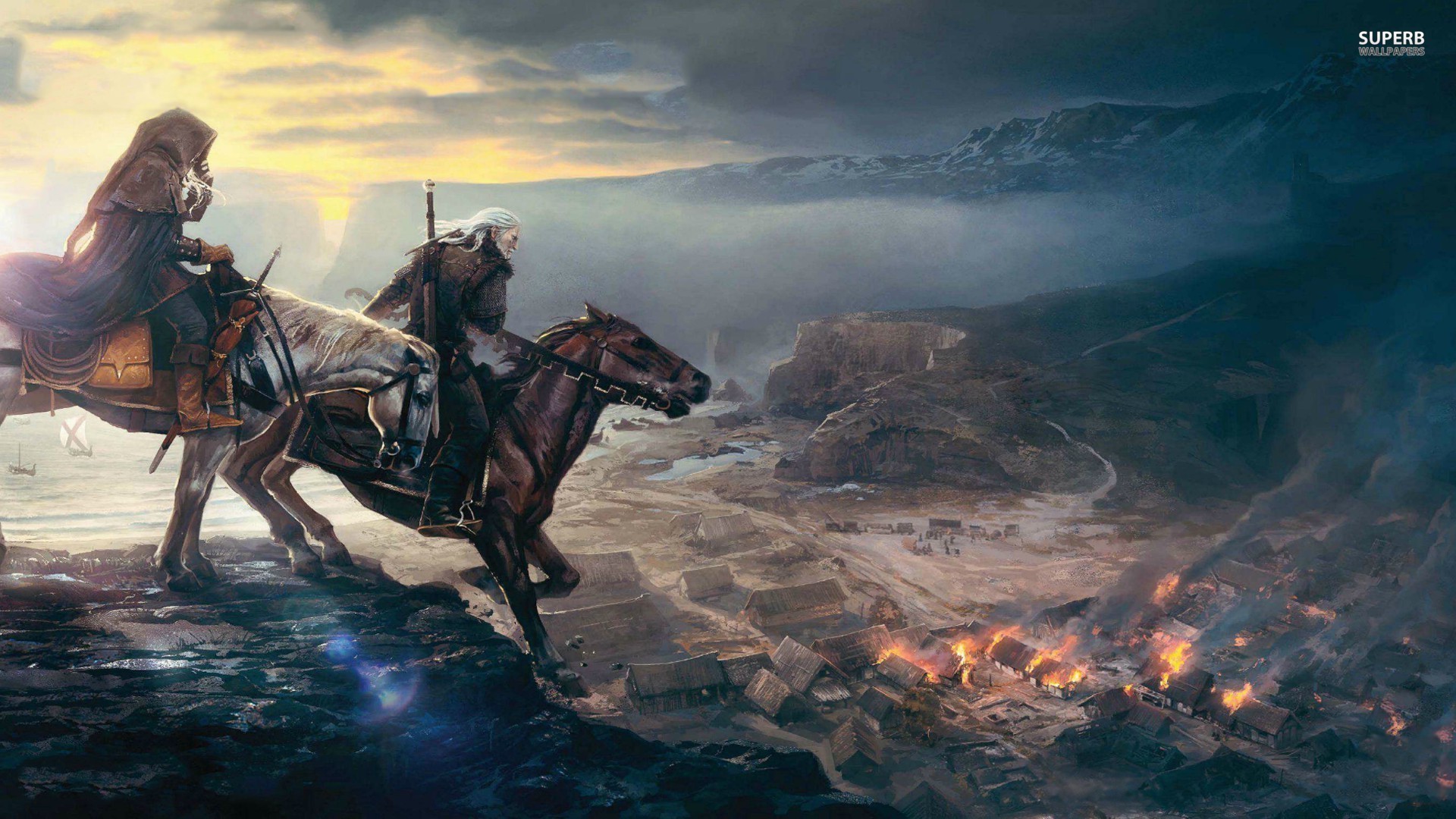 Geralt di Rivia, Ciri, The Witcher 3: Wild Hunt, Cavalli, 1920x1080, sfondo per PC
