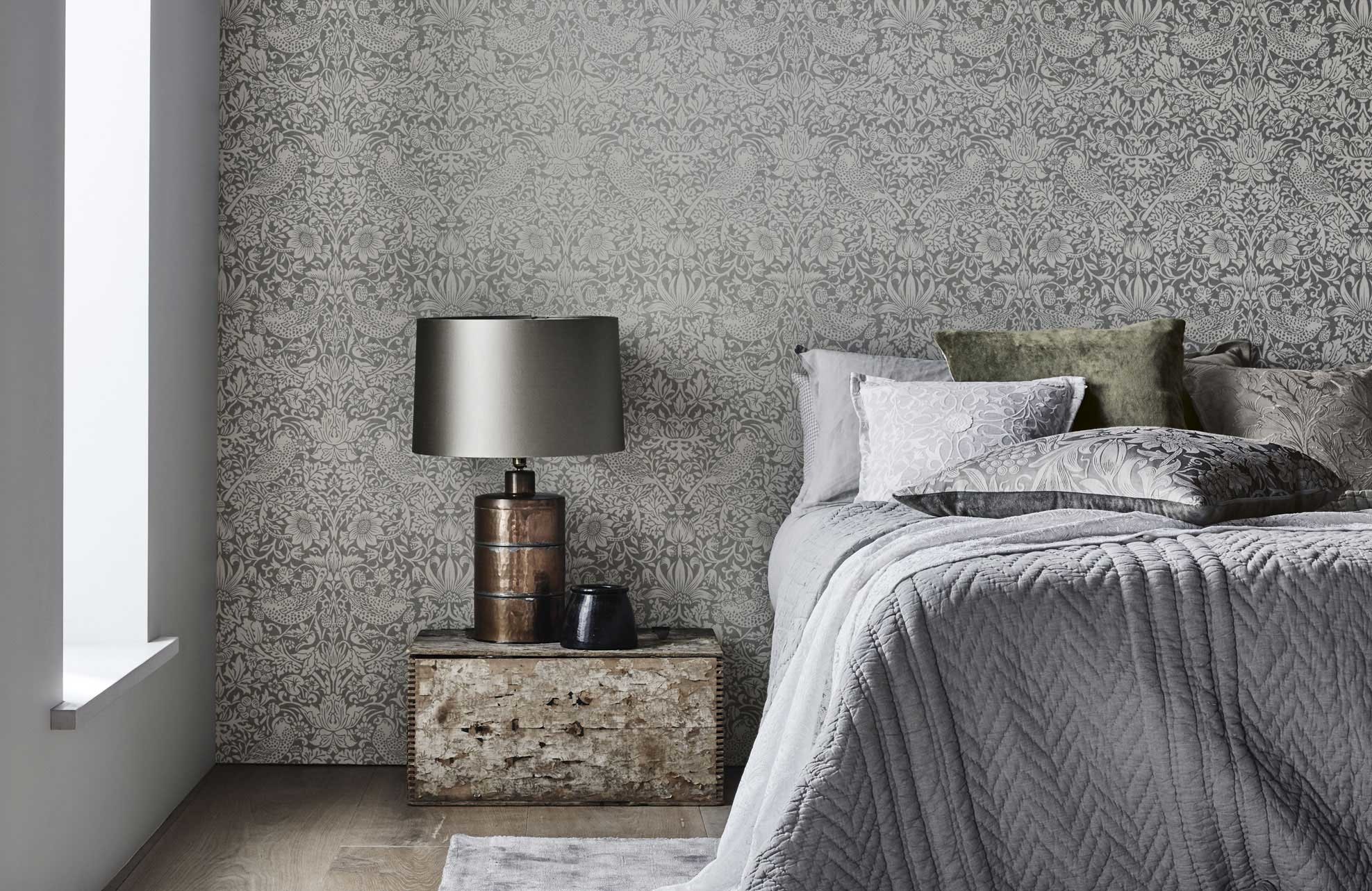 William Morris, Camera da letto, Carta da parati, Grigio, Full HD, wallpaper desktop