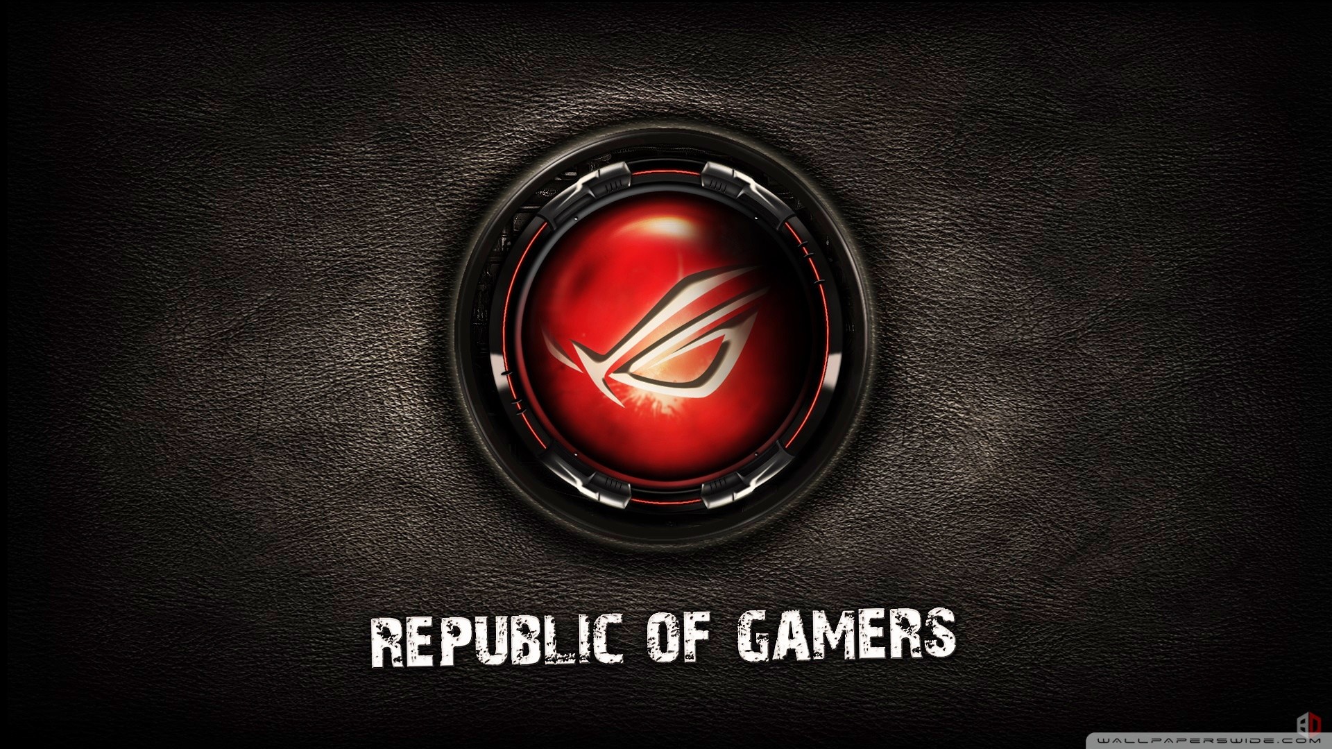 ASUS ROG, Republic of Gamers, Emblema rotondo, Pelle, Full HD, sfondo Windows 11