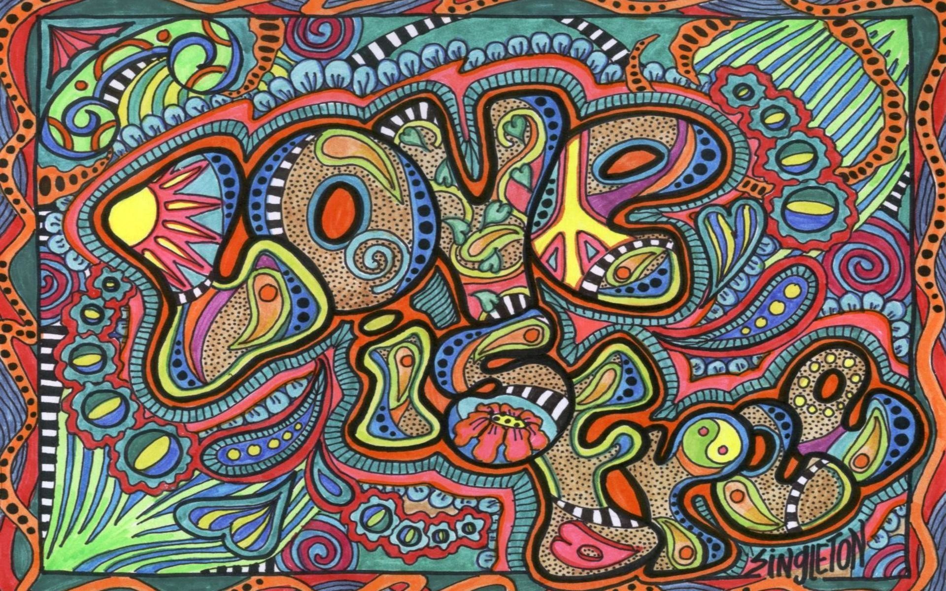 Love is Free, Arte psichedelica, Scritta, Colori vivaci, Full HD, sfondo per il tuo desktop