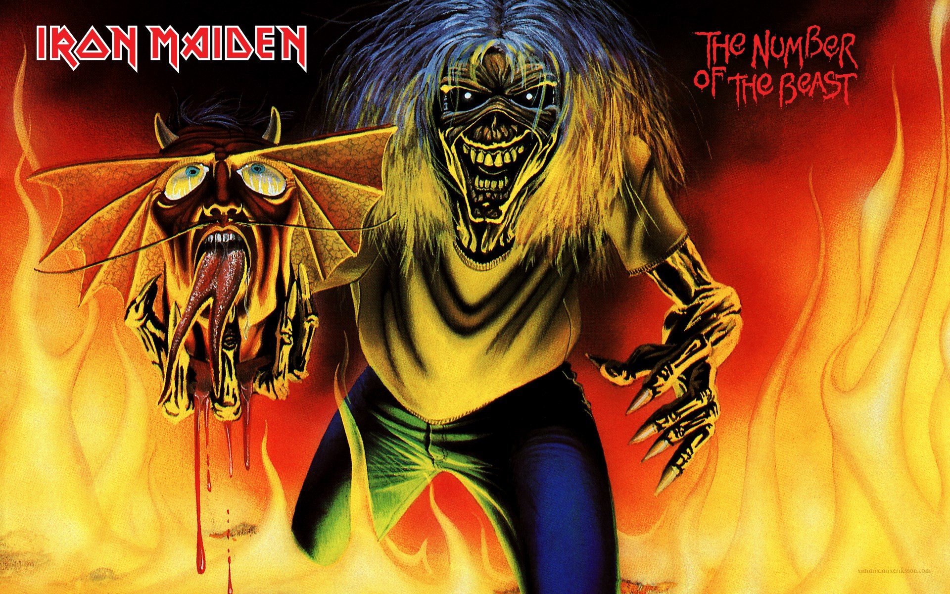 Eddie, The Number of the Beast, Iron Maiden, Diavolo, Fiamme, Full HD, sfondo per PC