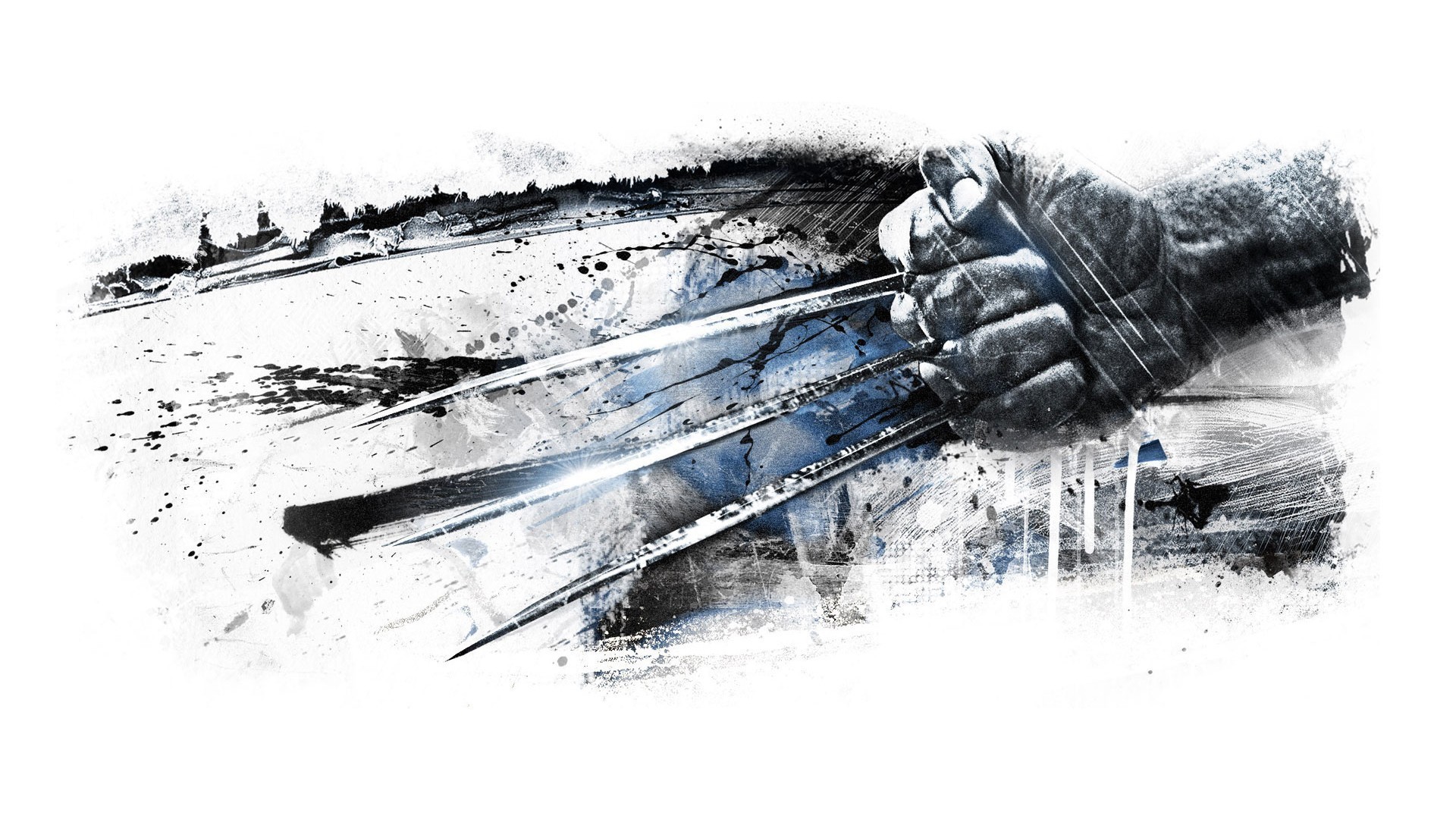 Wolverine, Artigli, Pennellate, Sfondo bianco, 1920x1080, wallpaper desktop
