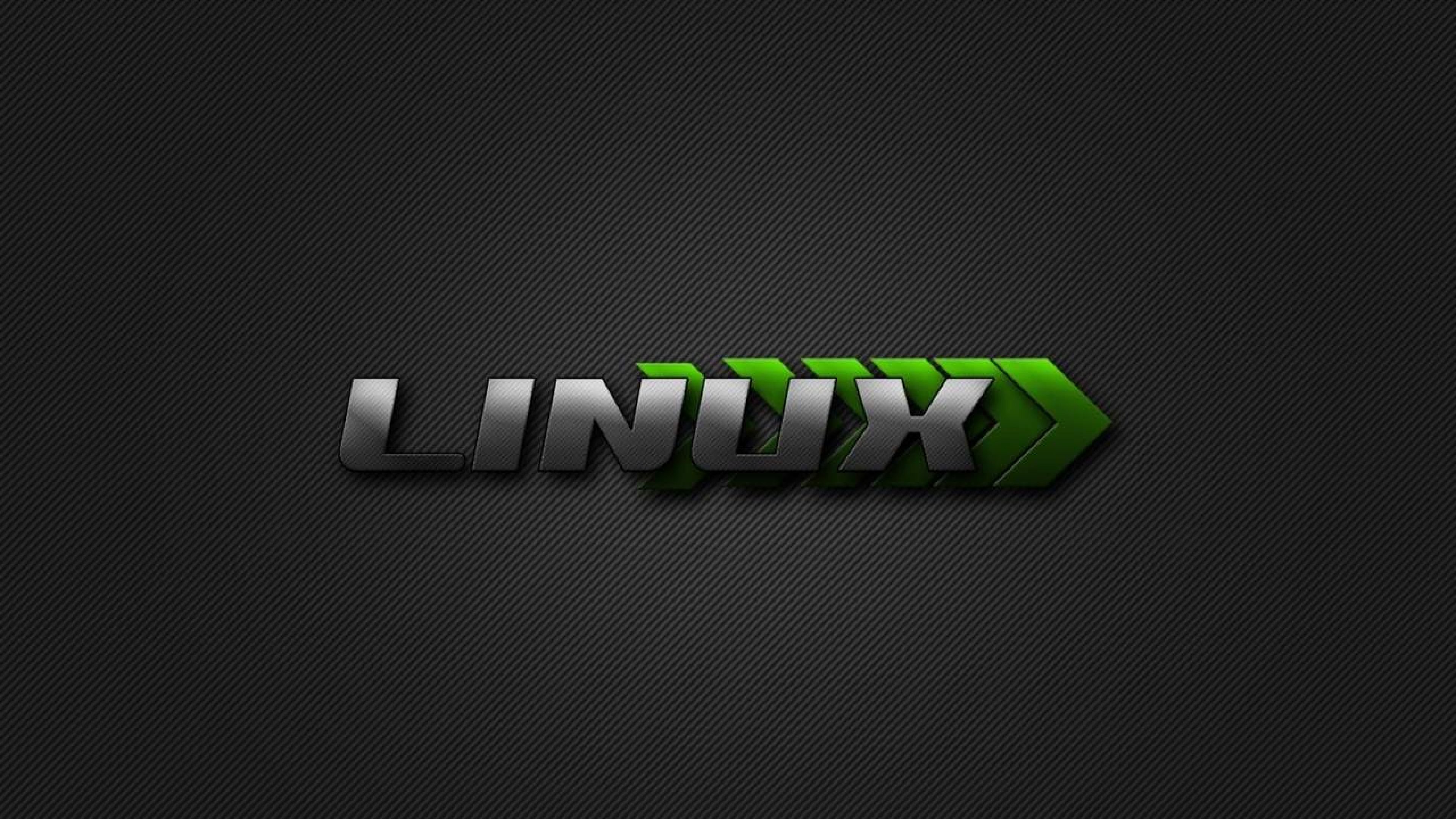 Linux, Tipografia 3D, Verde, Fibra di carbonio, 16:9 4K, sfondo widescreen