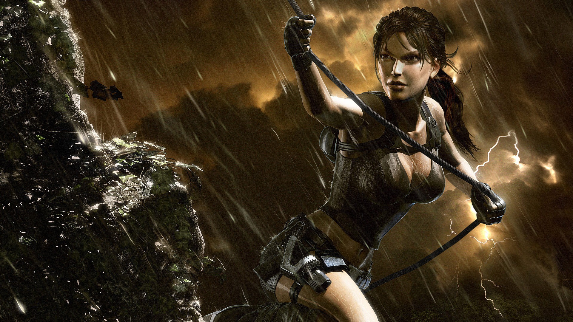 Lara Croft, Tomb Raider: Underworld, Rampino, Tempesta, Full HD, sfondo desktop