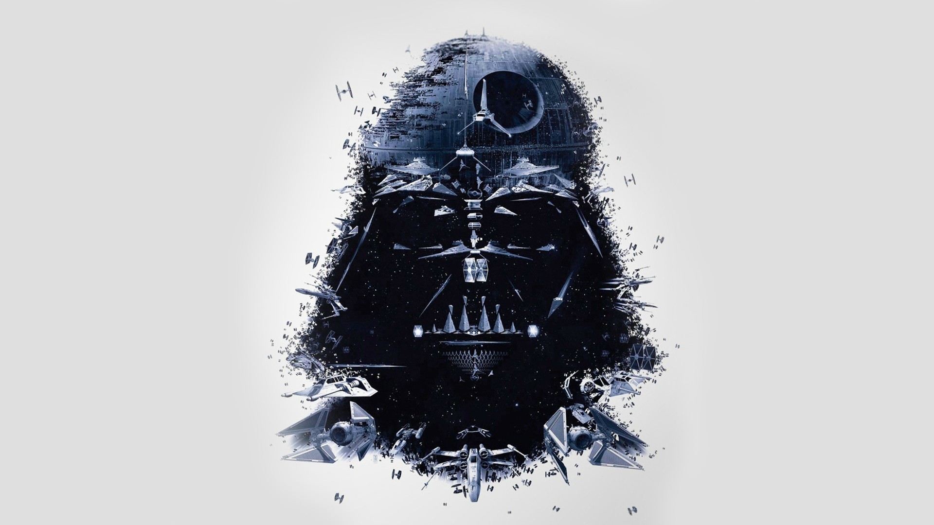 Darth Vader, Morte Nera, Star Wars, Doppia esposizione, Sfondo bianco, wallpaper 1920x1080