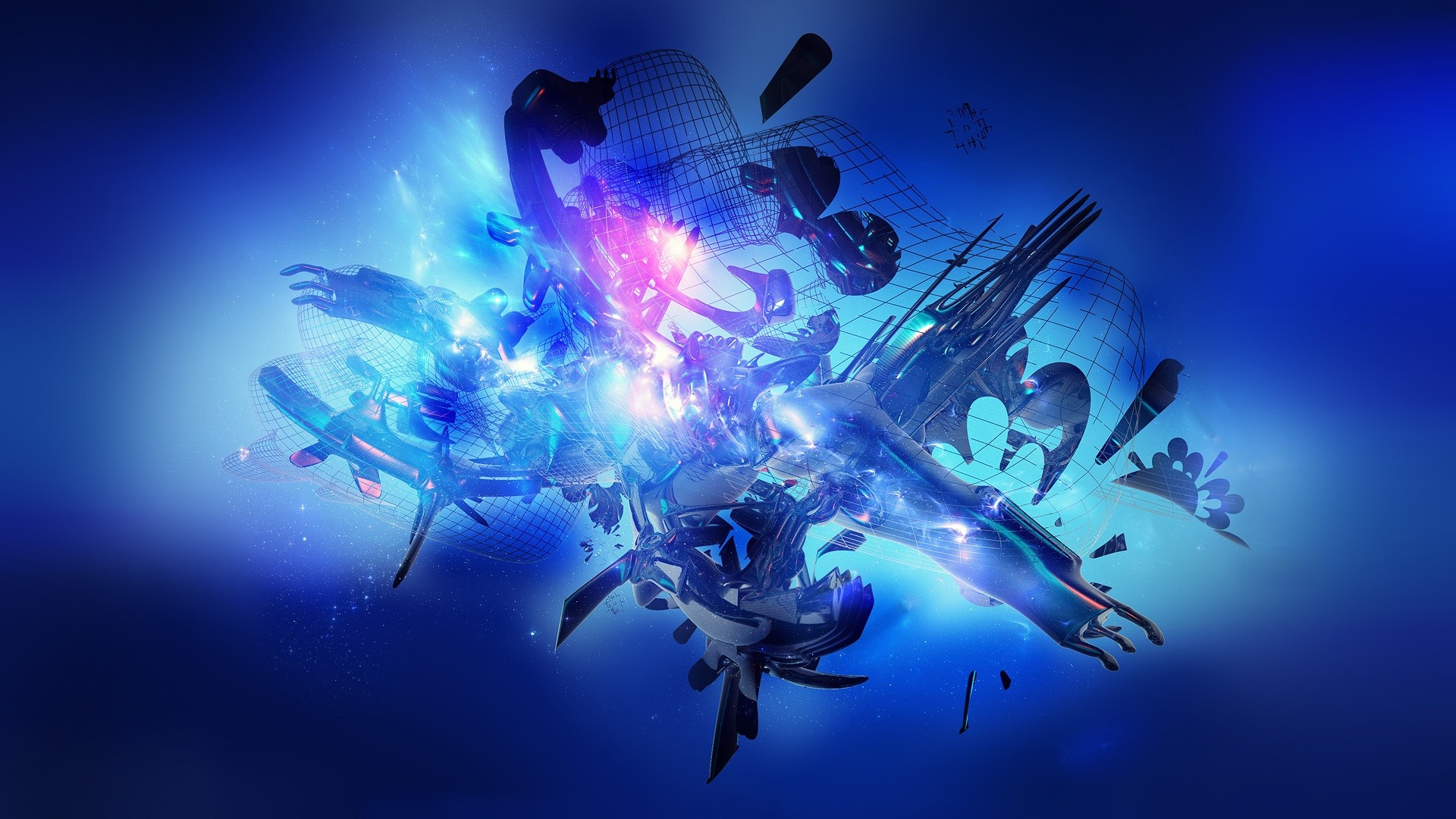 Astratto 3D, Blu, Luce, Arte digitale, Full HD 1080p, sfondo desktop