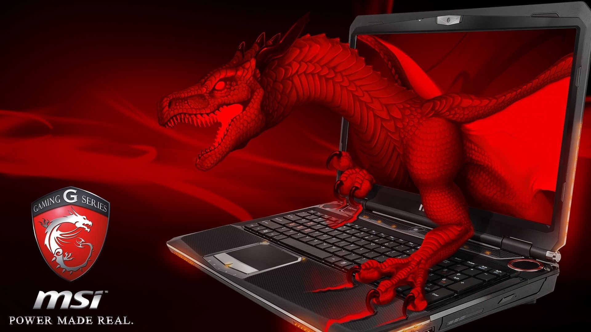 MSI, Laptop gaming, Drago rosso, Gaming Series, Power made real, sfondo desktop Full HD